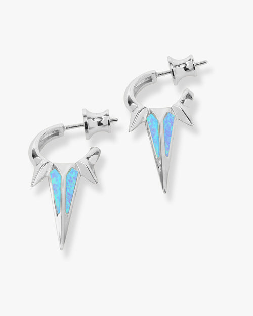 Gabriella Blue Opal Triple Spike Earrings - Silver|Blue Opal