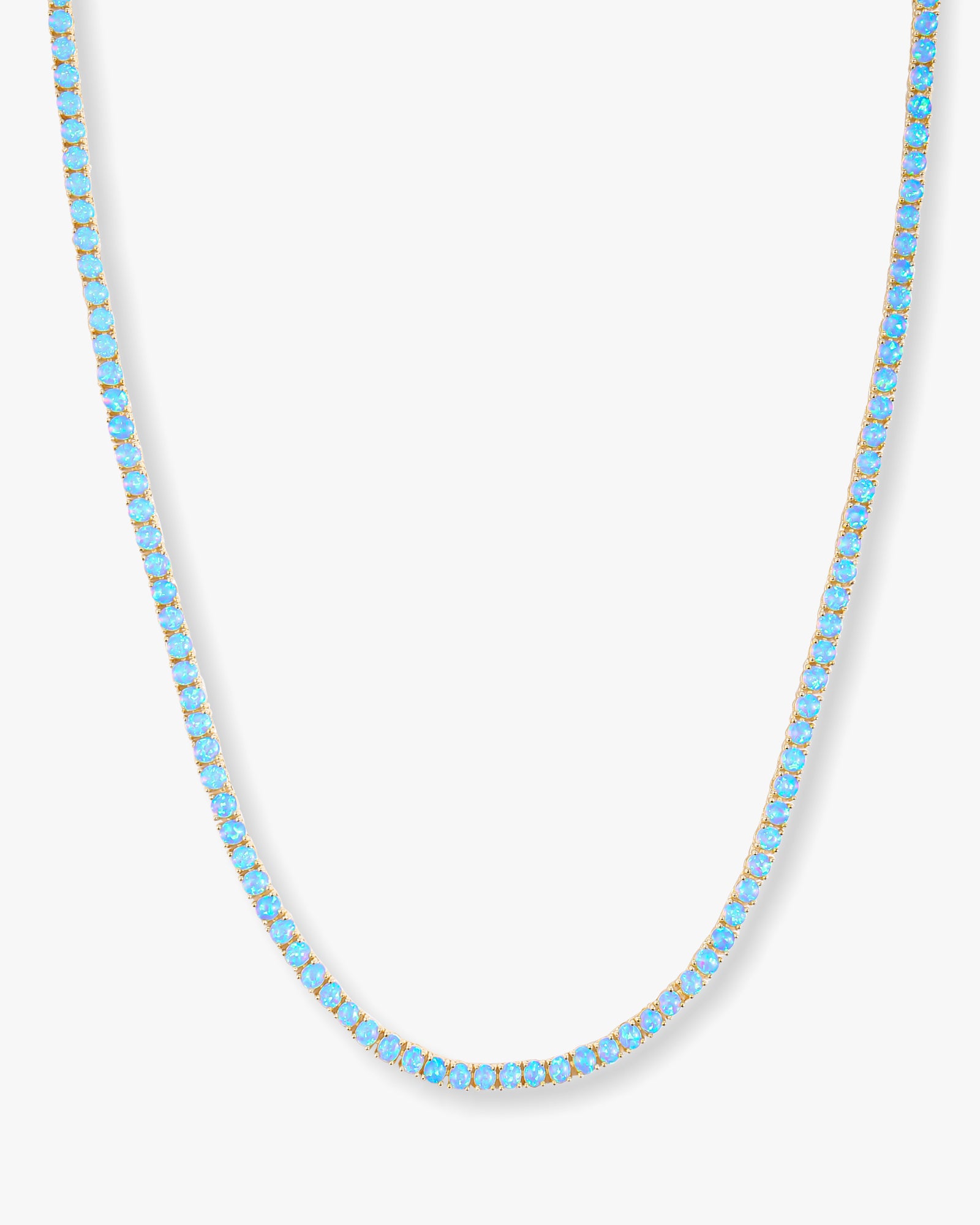 Grand Heiress Tennis Necklace 18" - Gold|Blue Opal