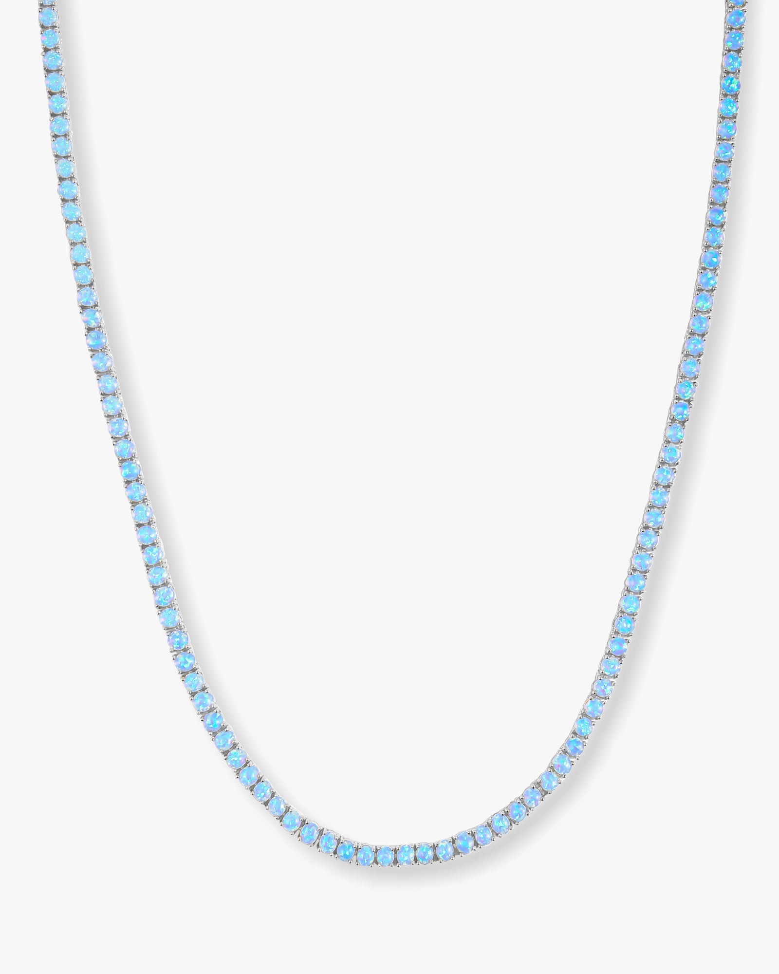 Grand Heiress Tennis Necklace 16" - Silver|Blue Opal