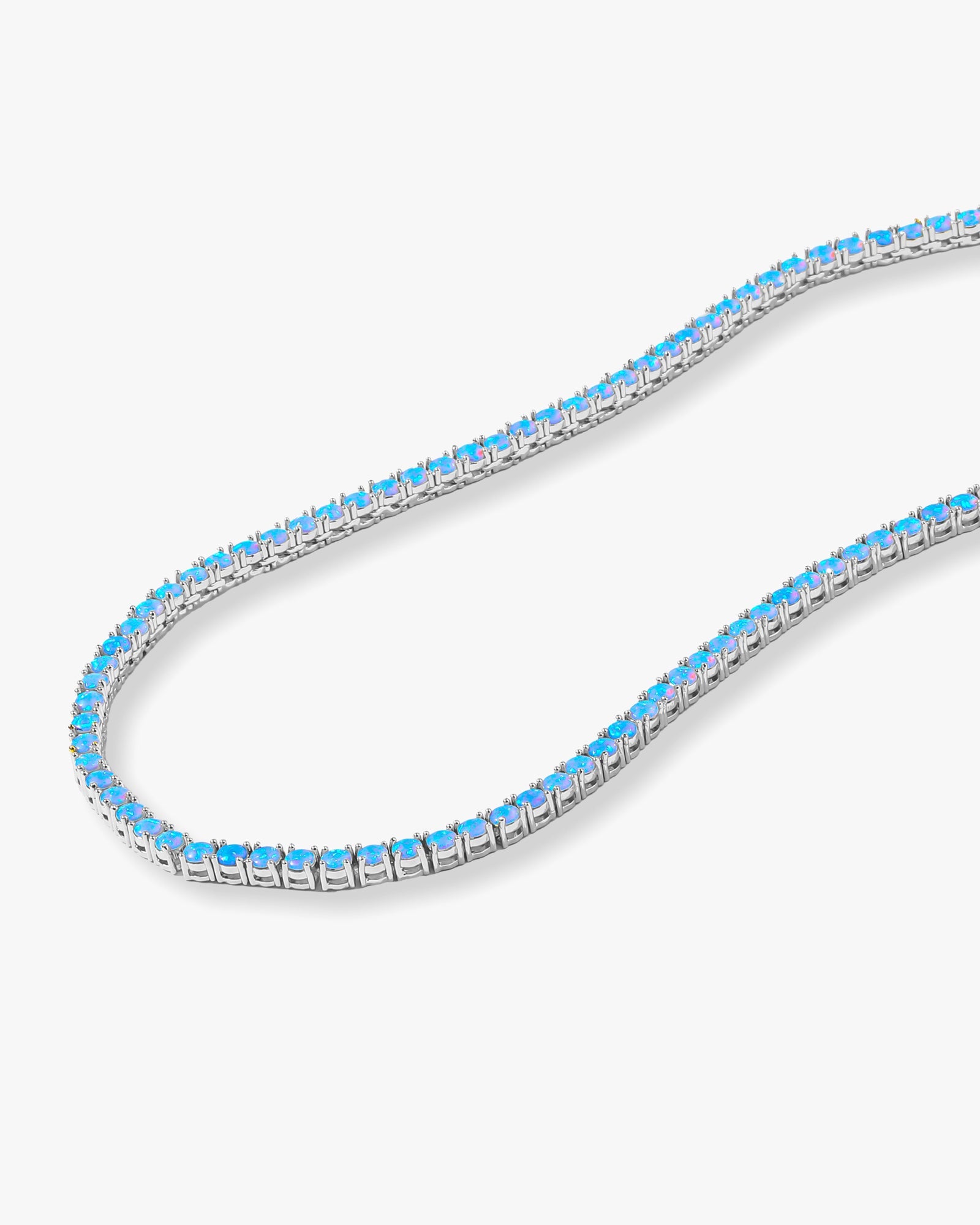 Grand Heiress Tennis Necklace 18" - Silver|Blue Opal