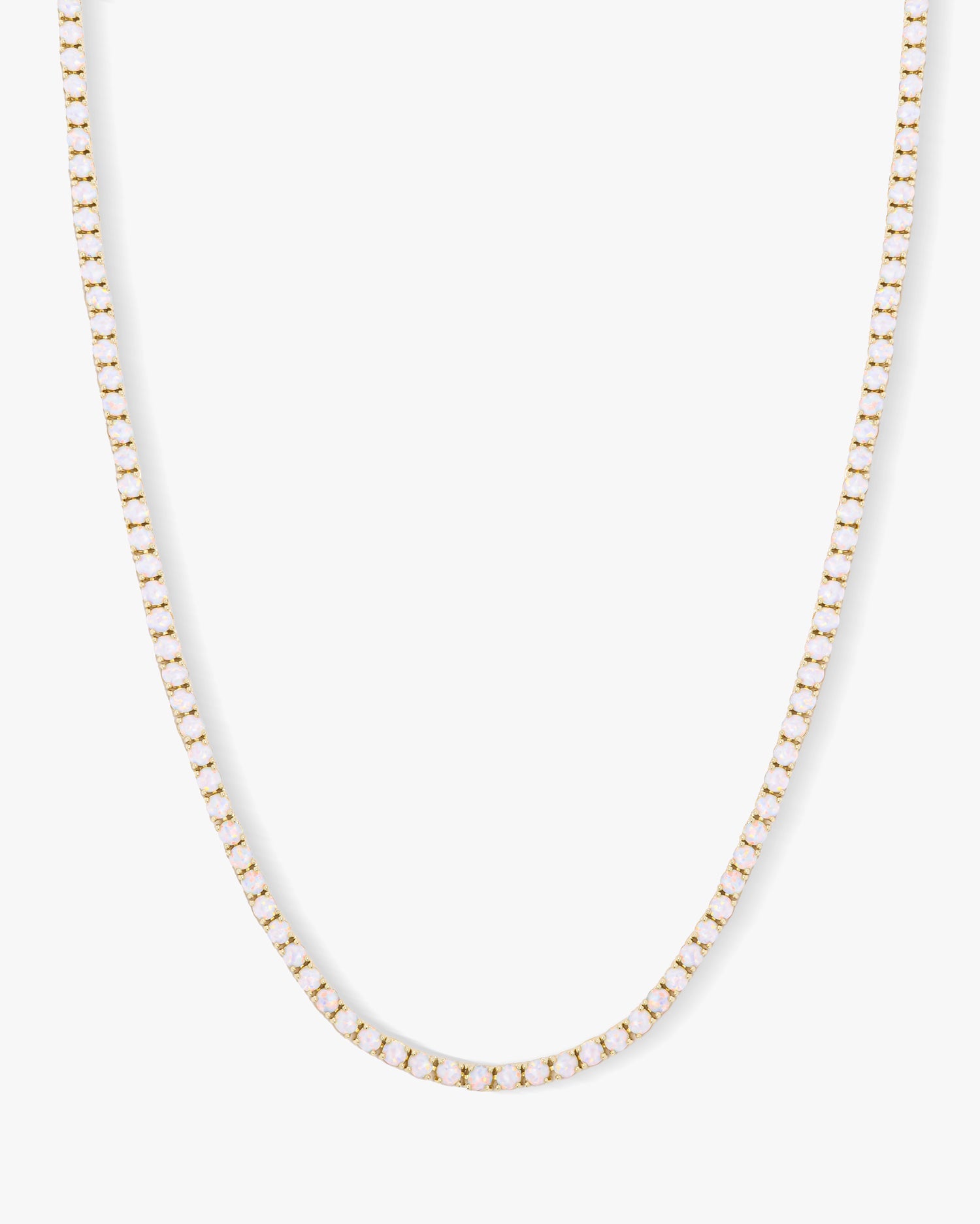 Grand Heiress Tennis Necklace 16" - Gold|White Opal