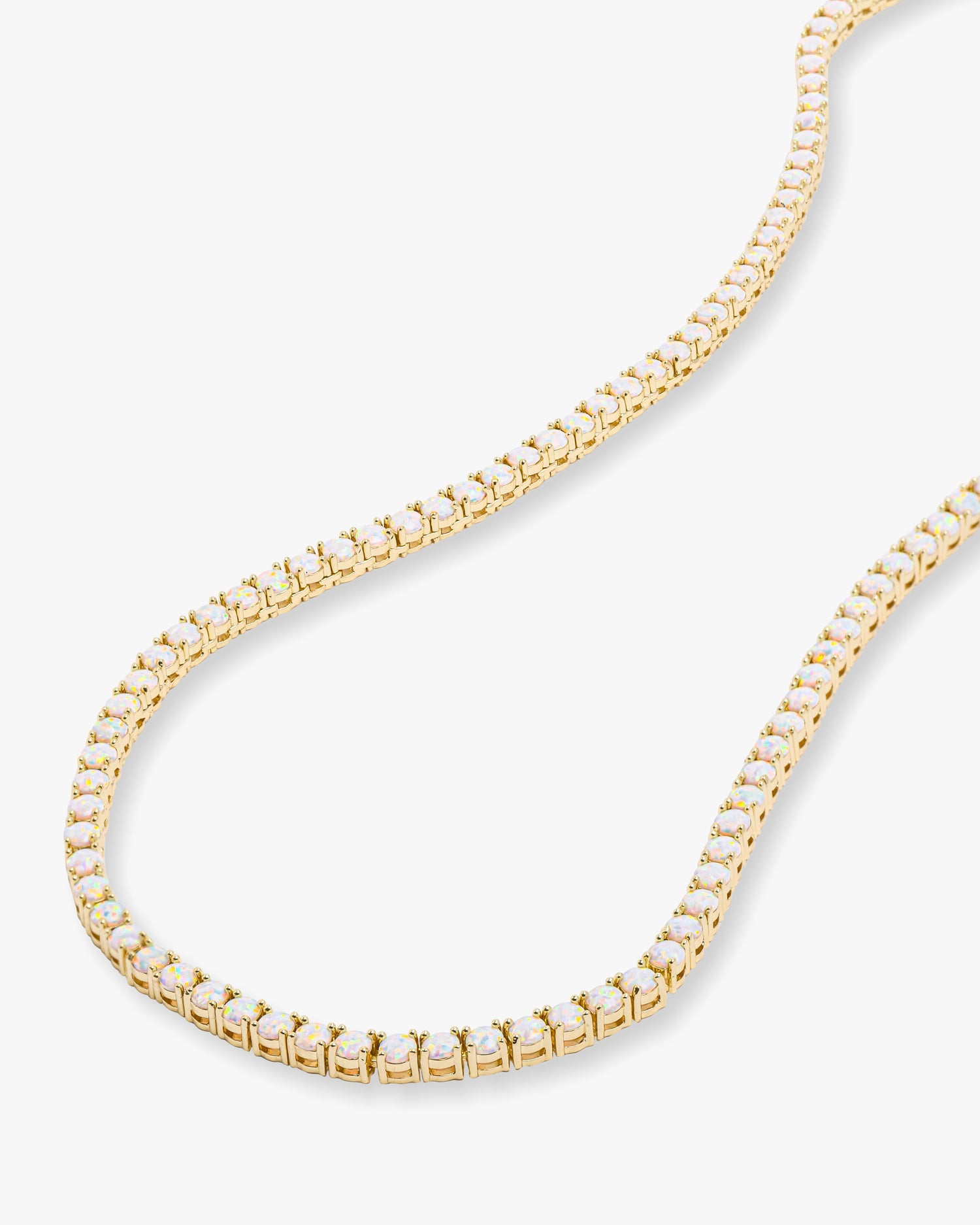 Grand Heiress Tennis Necklace 16" - Gold|White Opal