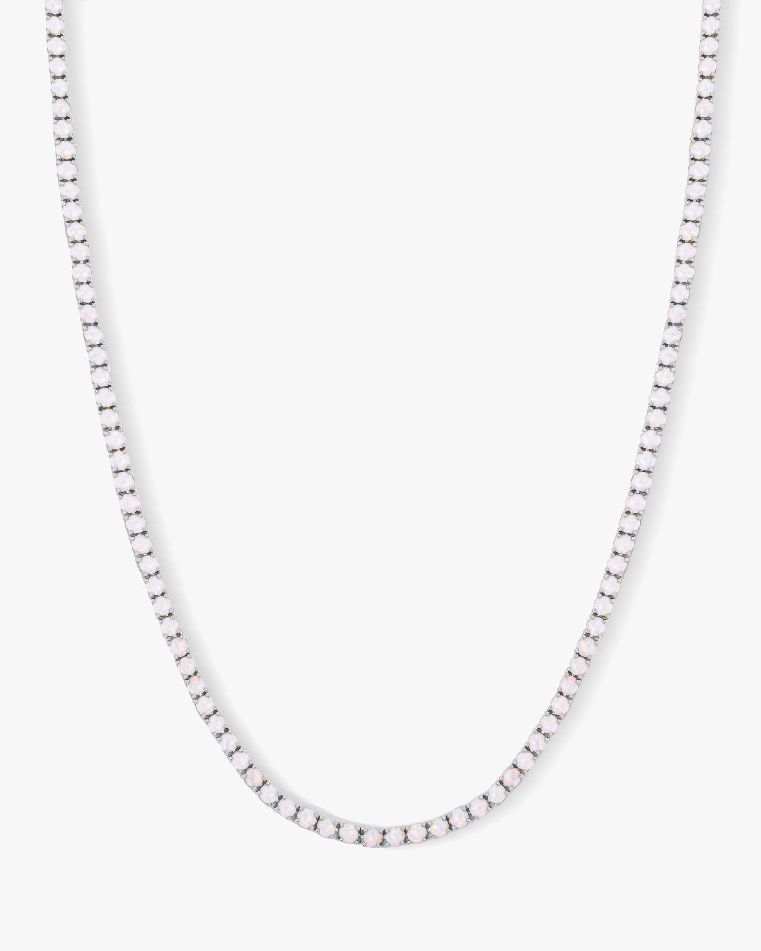 Grand Heiress Tennis Necklace 16" - Silver|White Opal