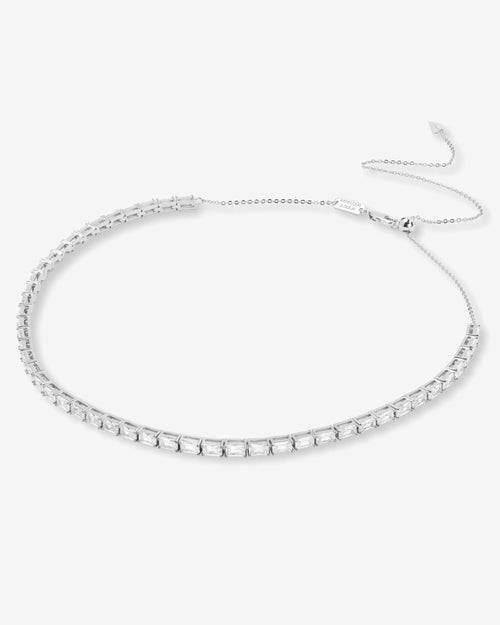 Grand Slam Tennis Choker - Silver|White Diamondettes