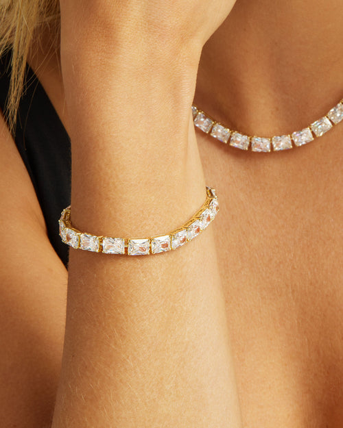 Grand Slam Tennis Bracelet - Gold|White Diamondettes