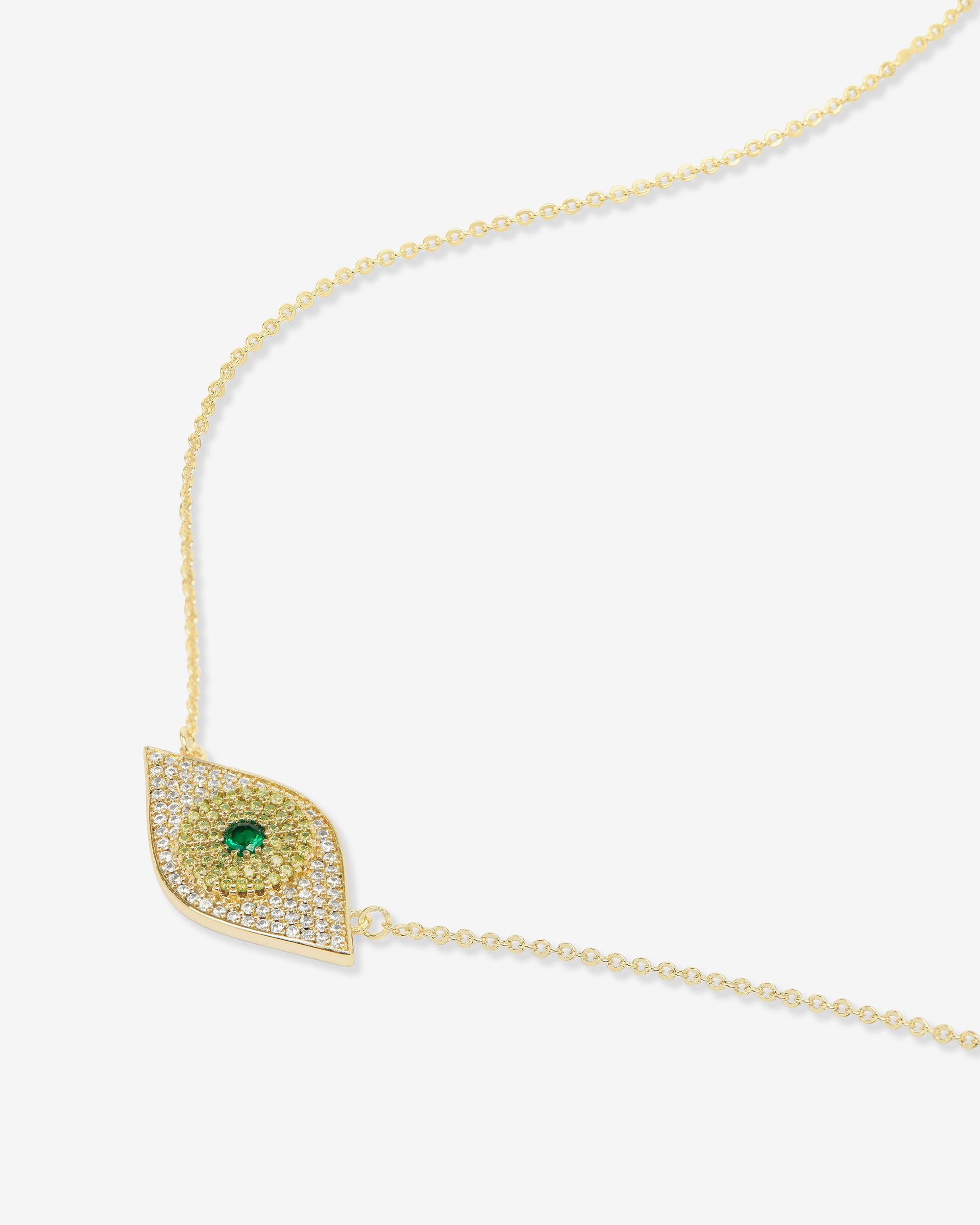 Green Evil Eye Necklace - Gold|Emerald