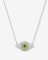 Green Evil Eye Necklace - Silver|Emerald