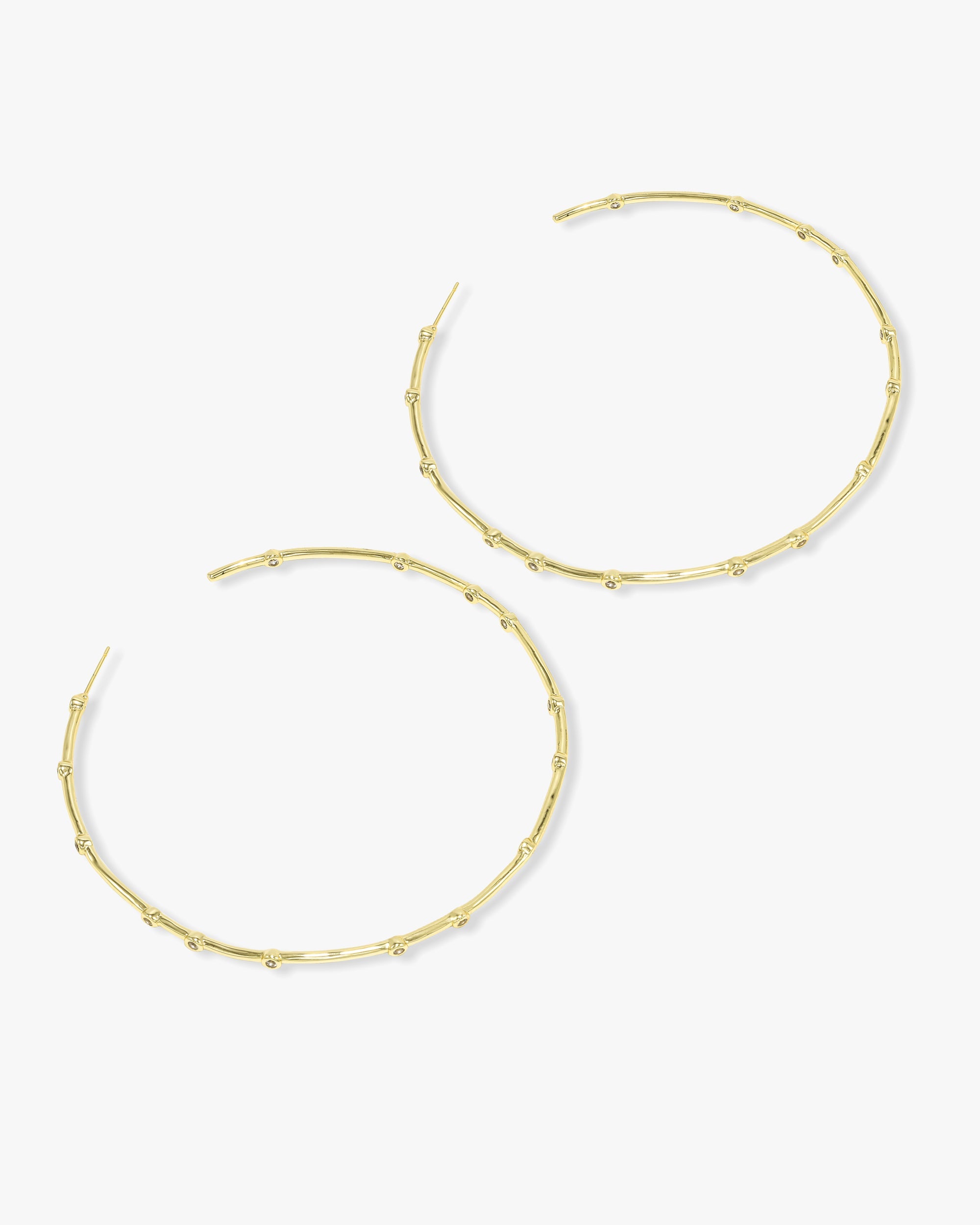 Big Ass Hoops 3" - Gold|White Diamondettes