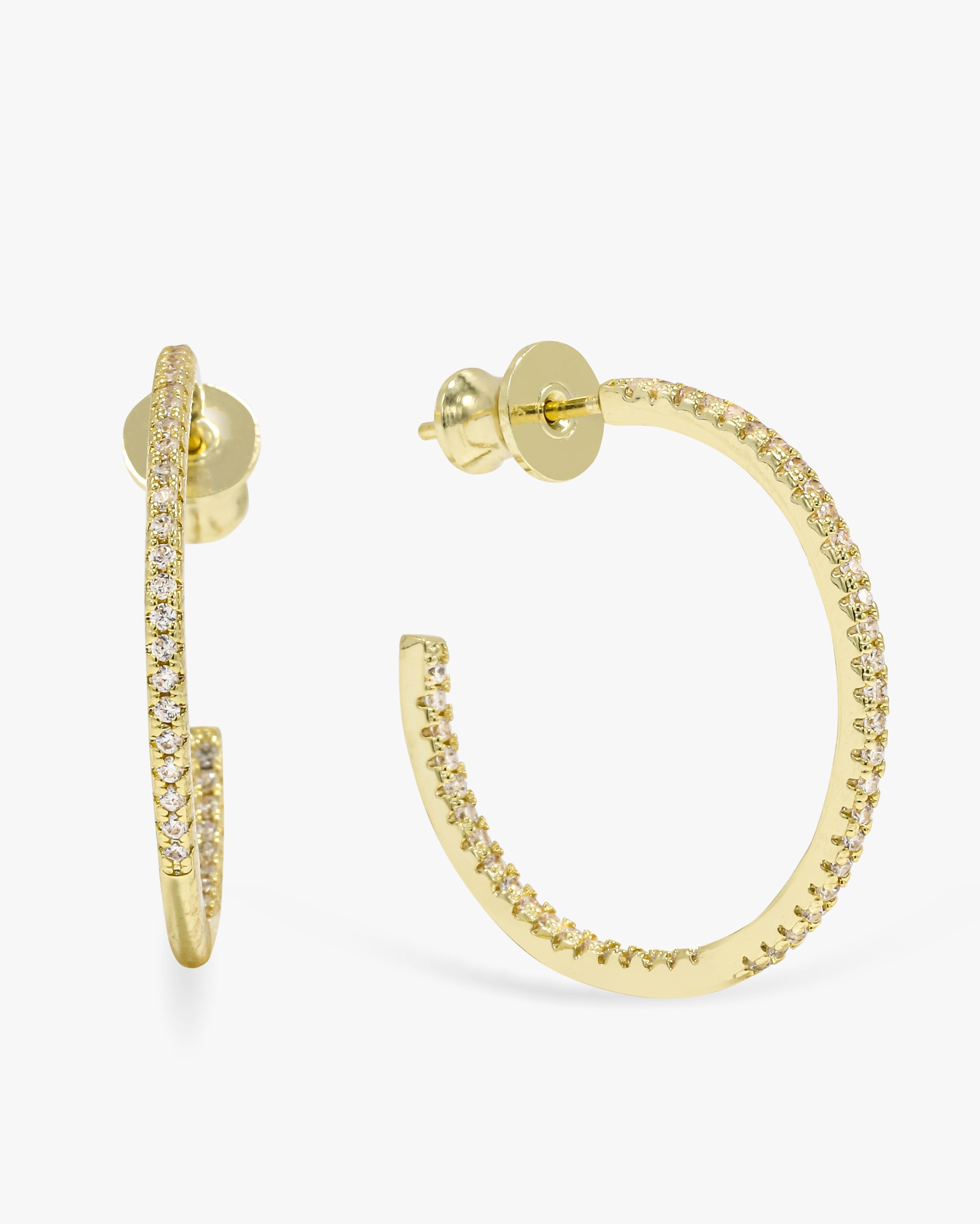 Badass Hoops 1" - Gold|White Diamondettes