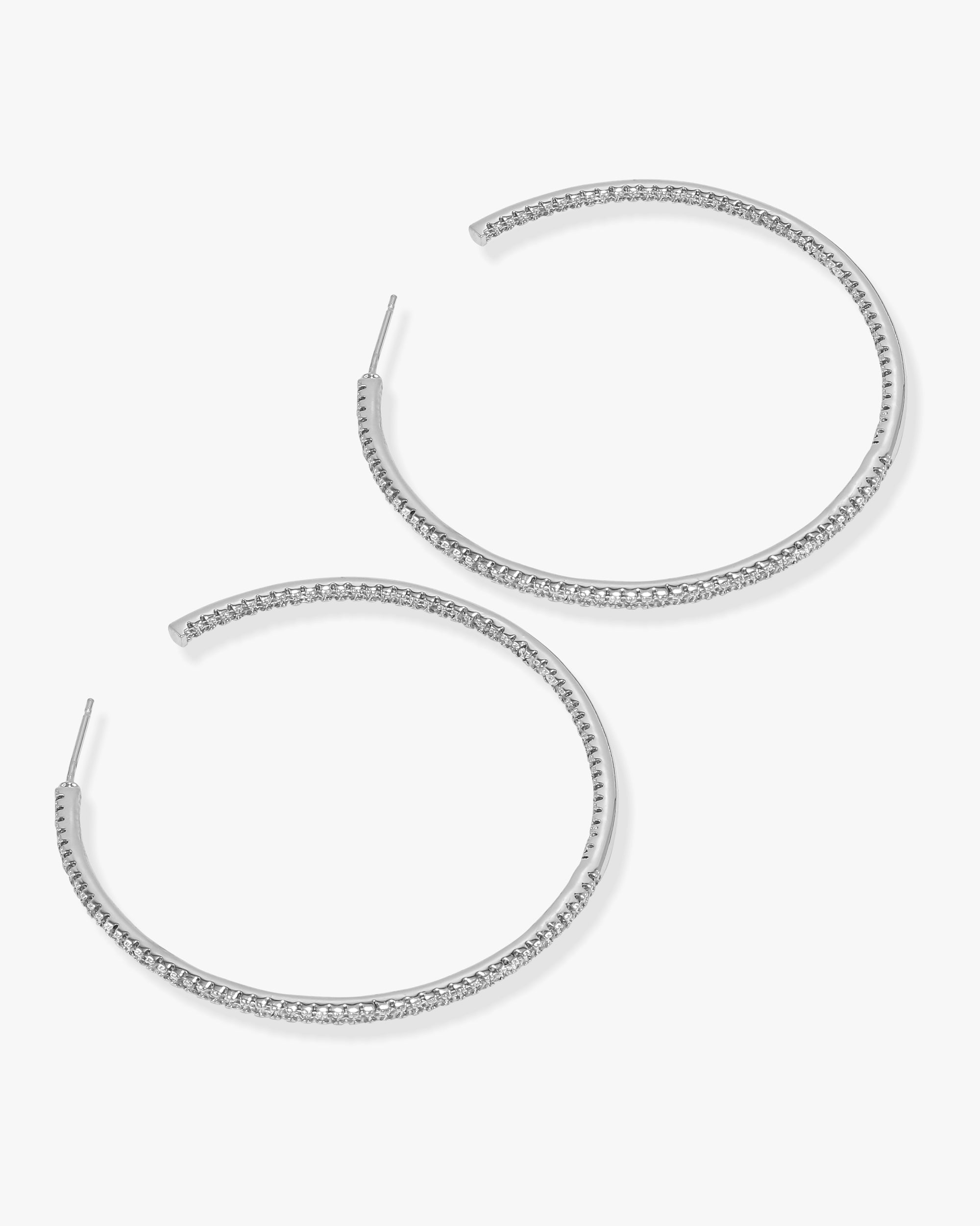 Badass Hoops 2" - Silver|White Diamondettes