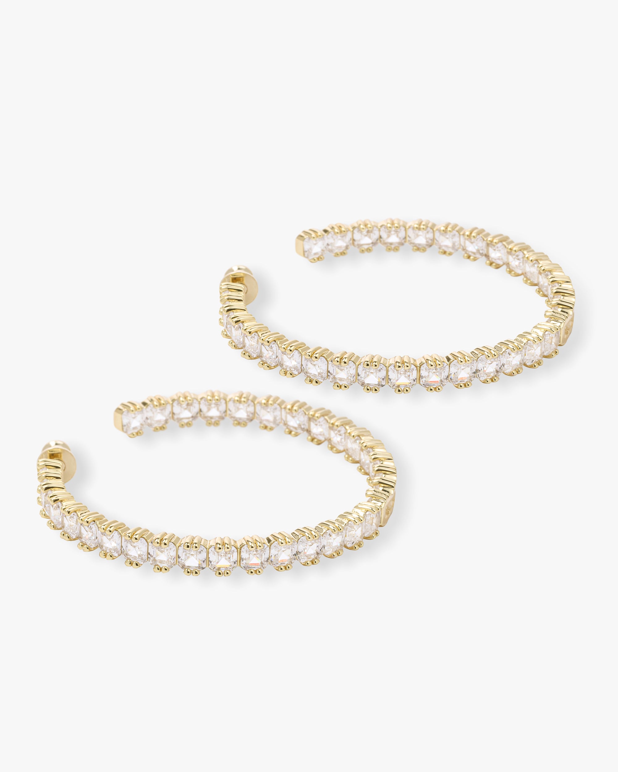 The Queen's Hoops 2" - Gold|White Diamondettes