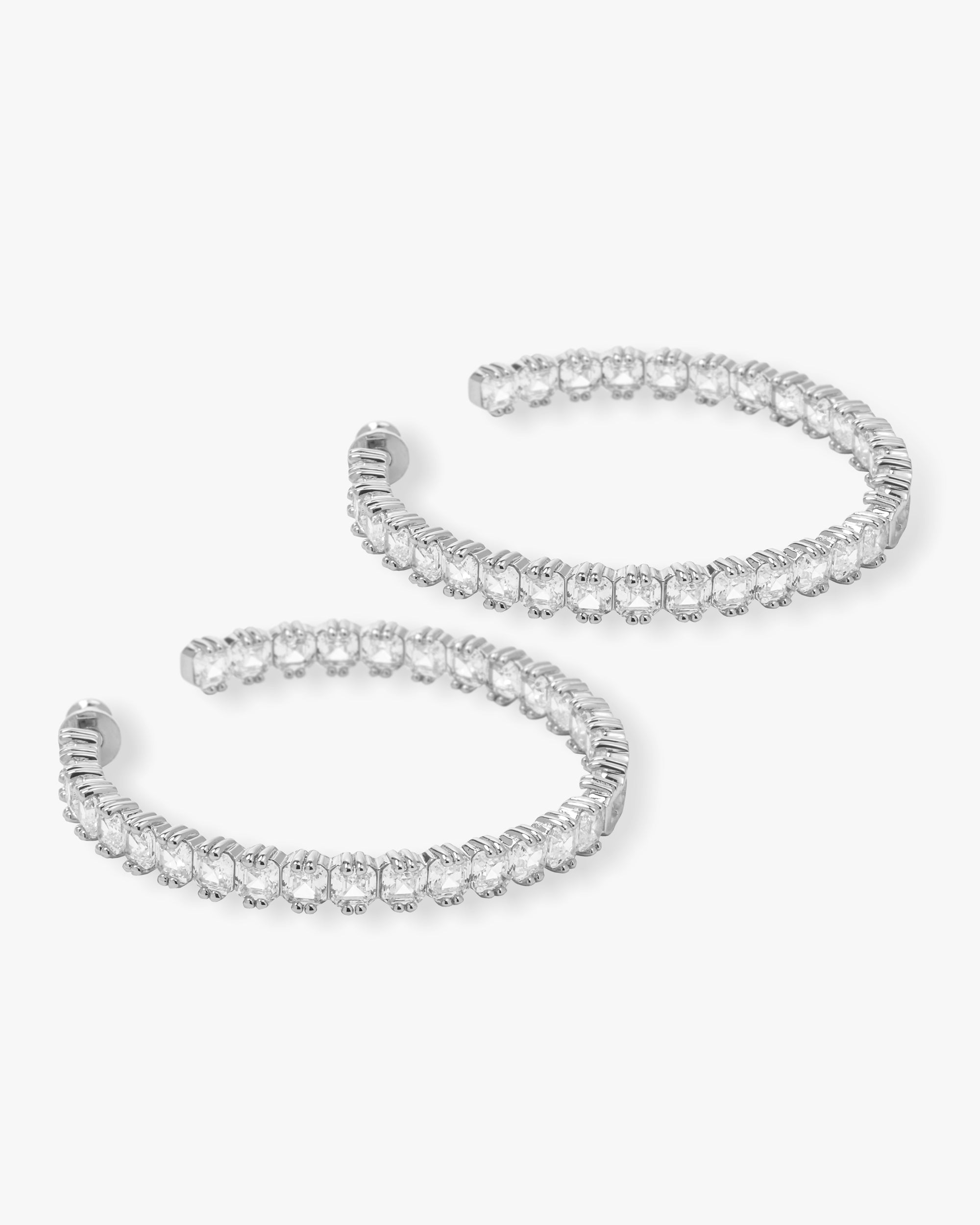 The Queen's Hoops 2" - Silver|White Diamondettes