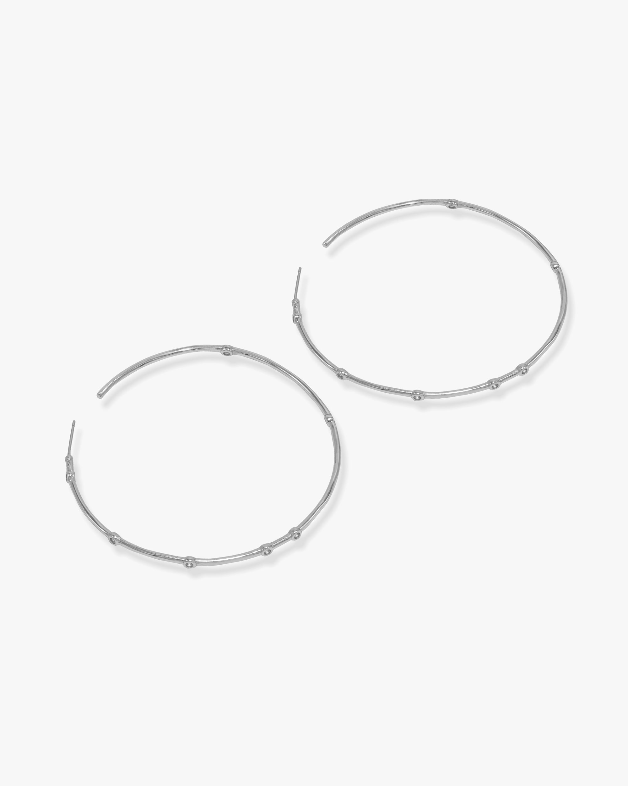 Big Ass Hoops 2" - Silver|White Diamondettes