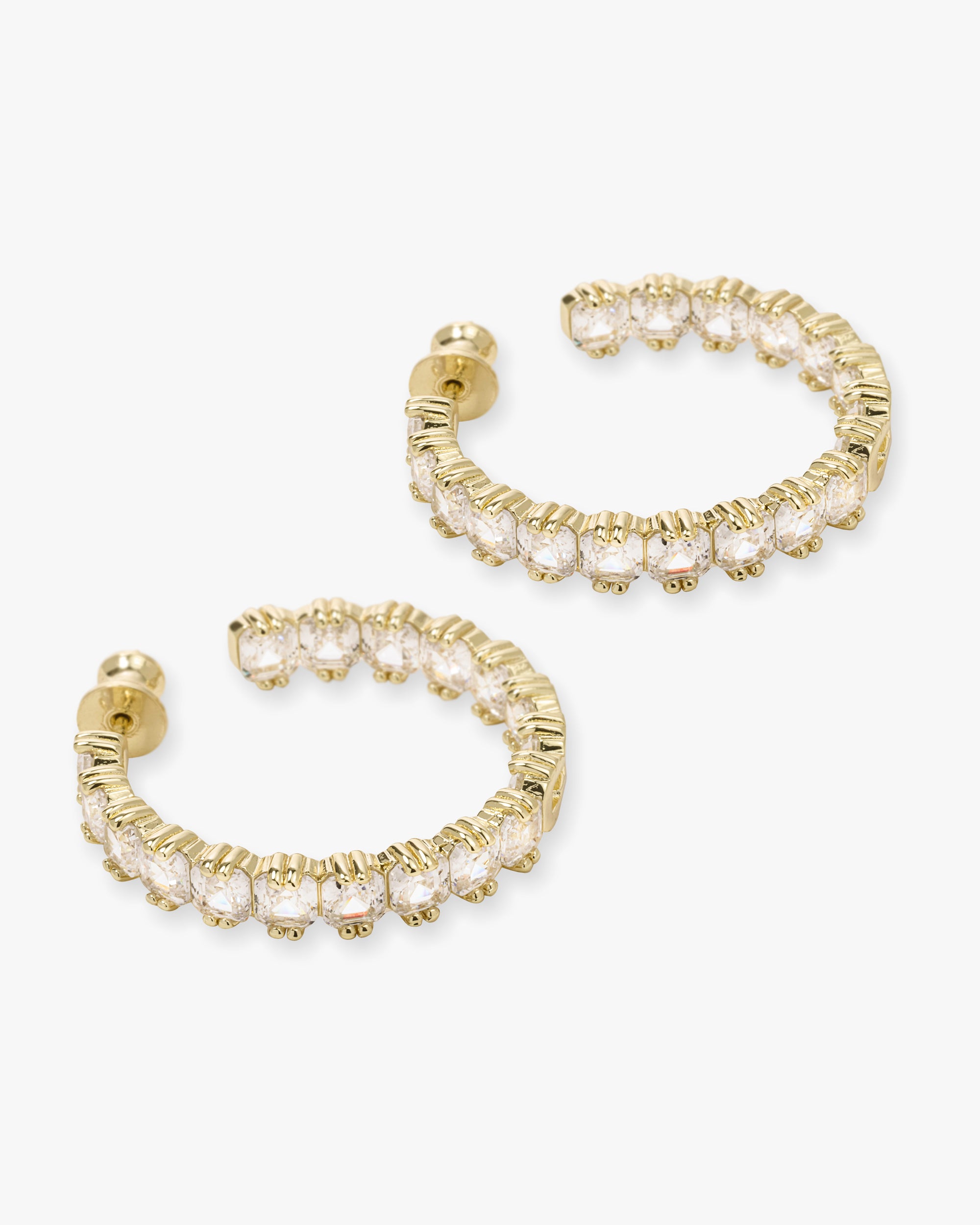 The Queen's Hoops 1.25" - Gold|White Diamondettes