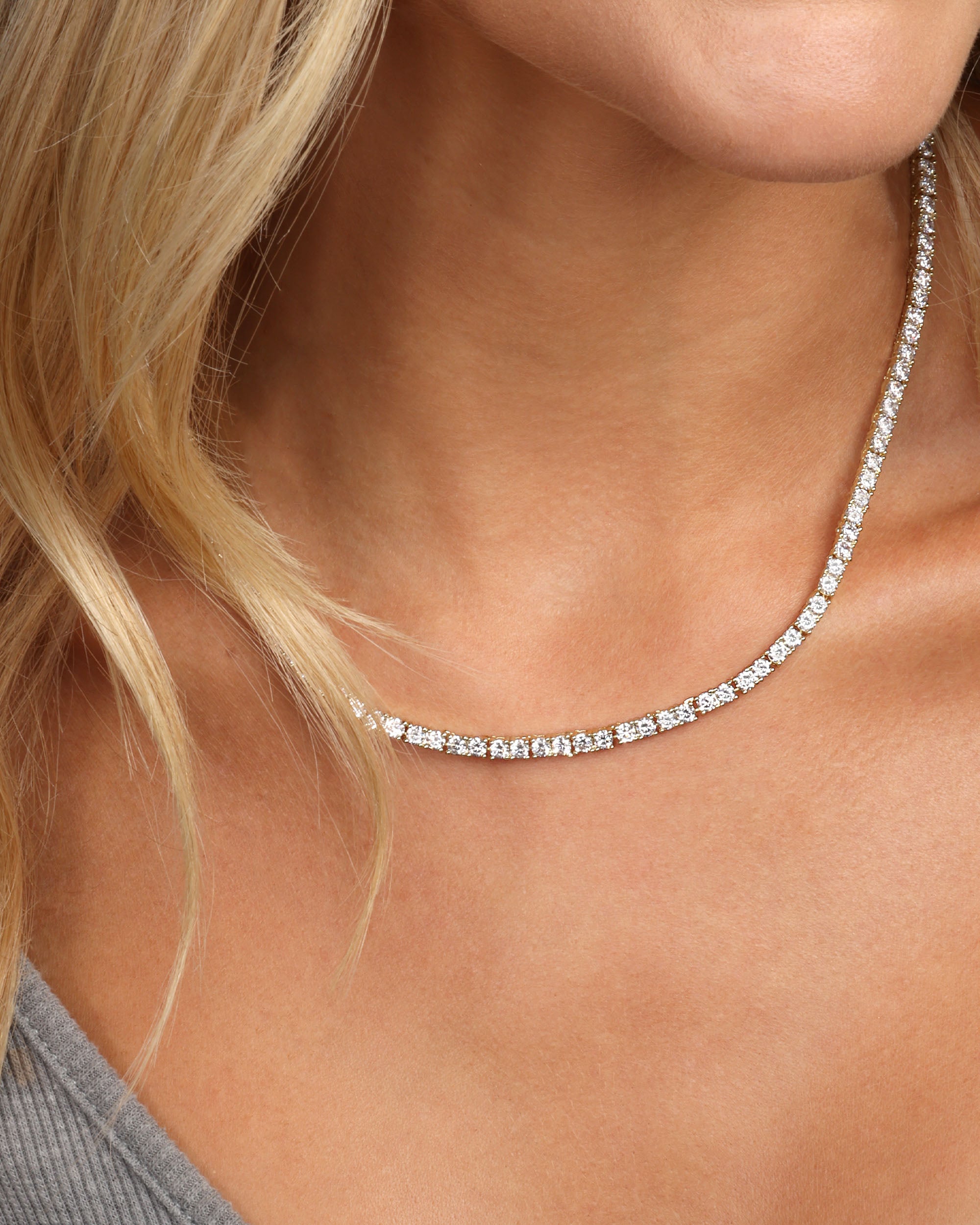 Heiress Tennis Necklace - Gold|White Diamondettes