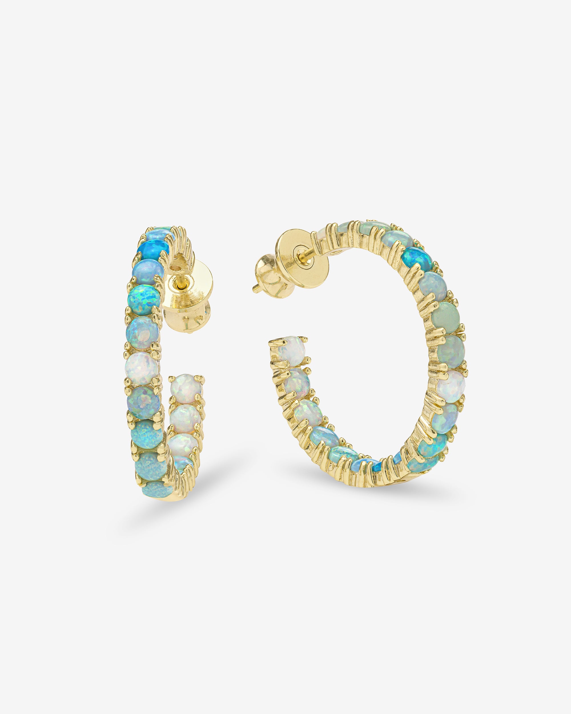 Heiress Ombré Hoops 1" - Gold|Blue Opal Ombré