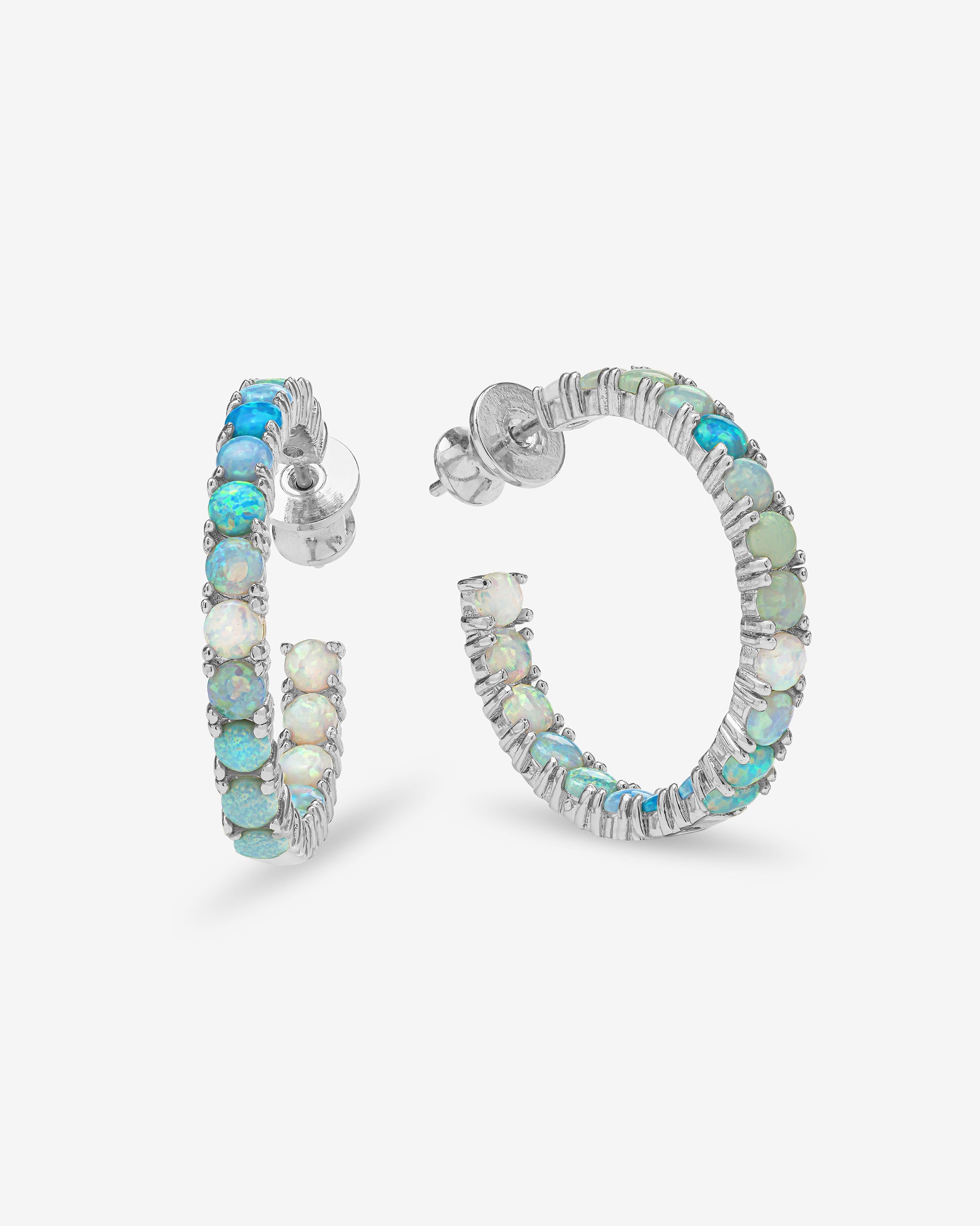 Heiress Ombré Hoops 1" - Silver|Blue Opal Ombré