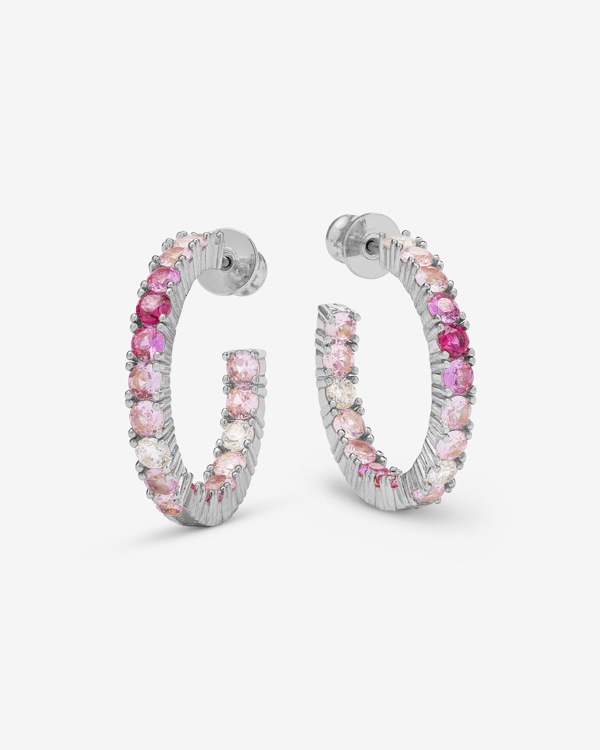 Heiress Ombré Hoops 1" - Silver|Pink Sapphire Ombré