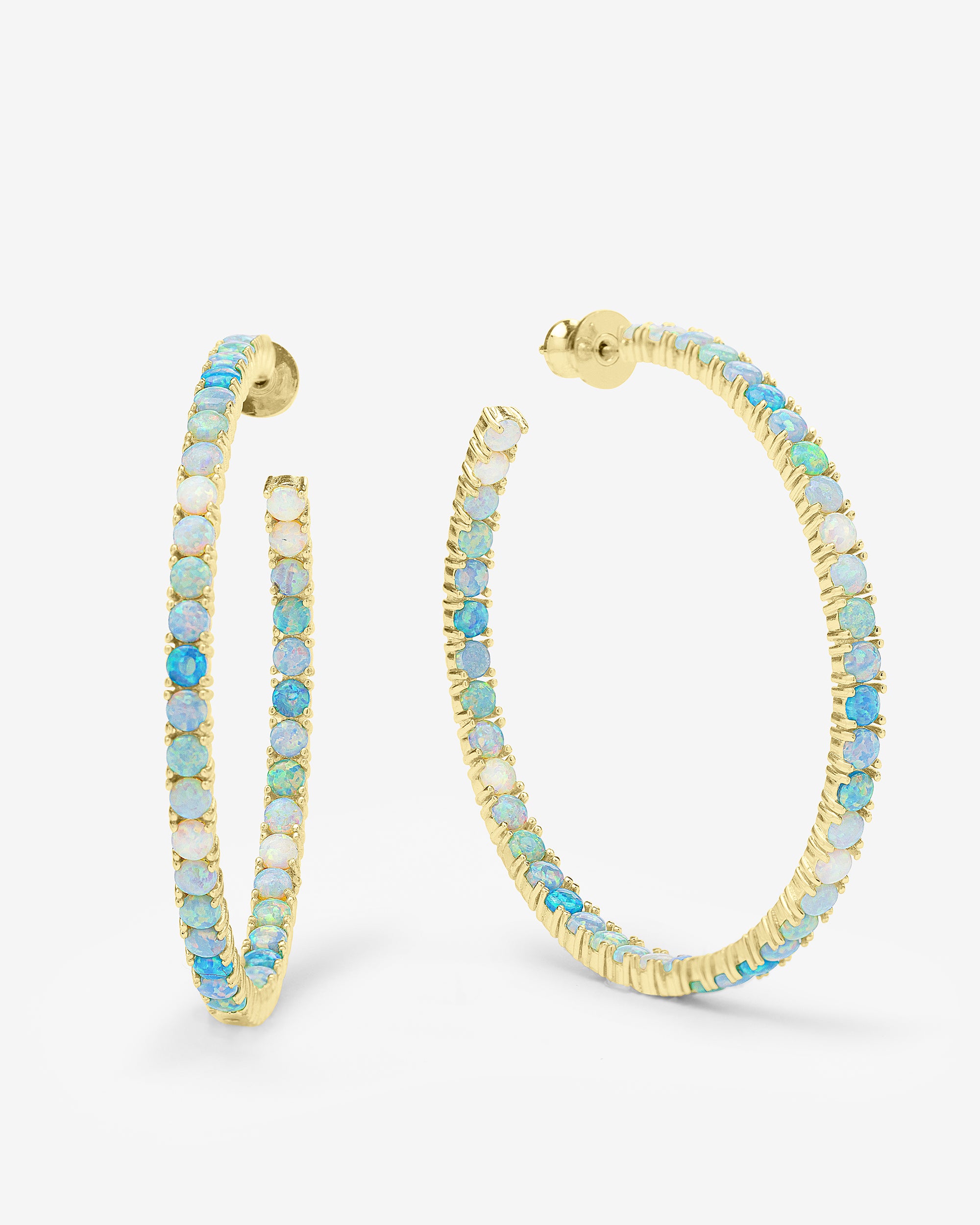 Heiress Ombré Hoops 2" - Gold|Blue Opal Ombré