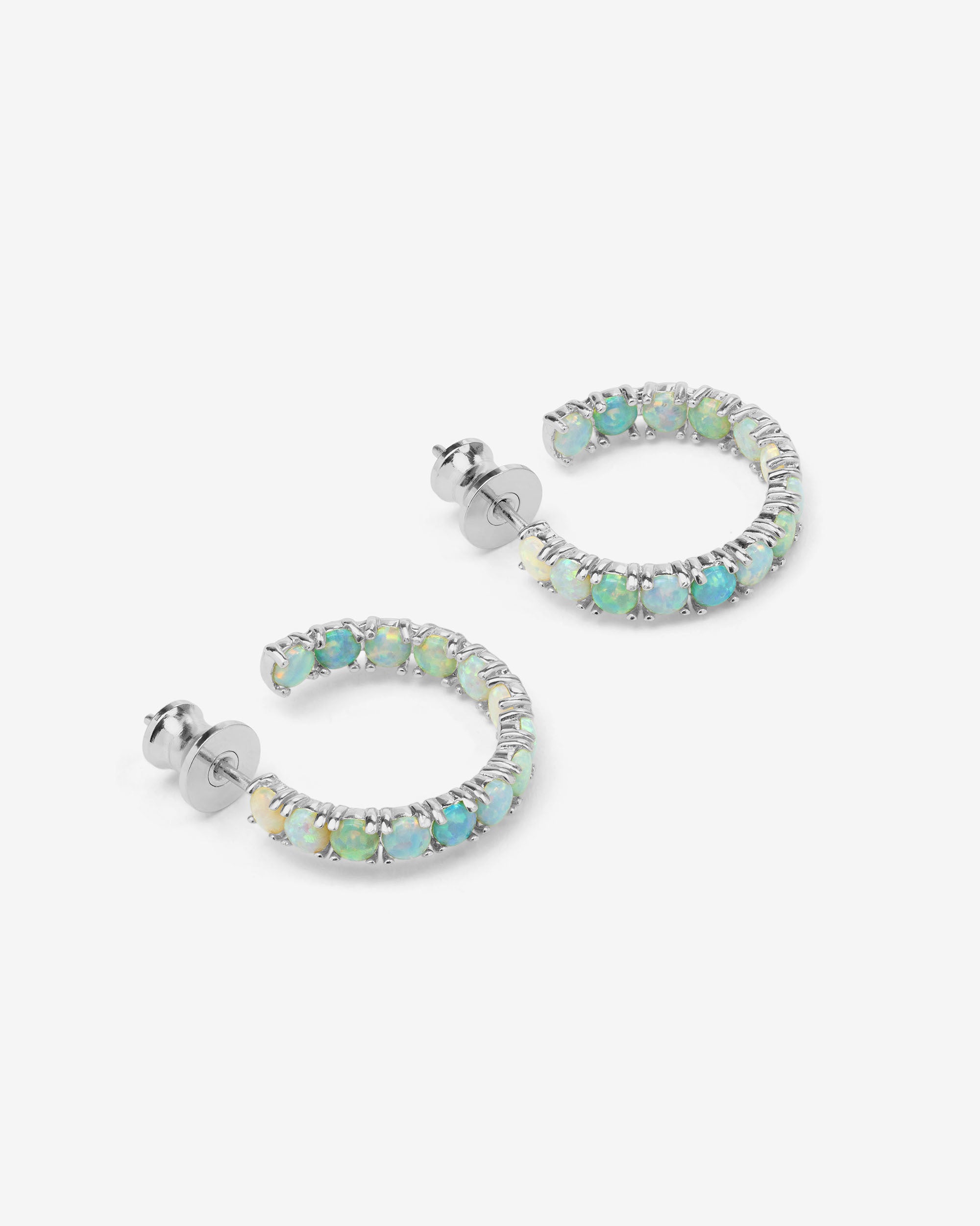 Heiress Ombré Hoops .75" - Silver|Blue Opal Ombré