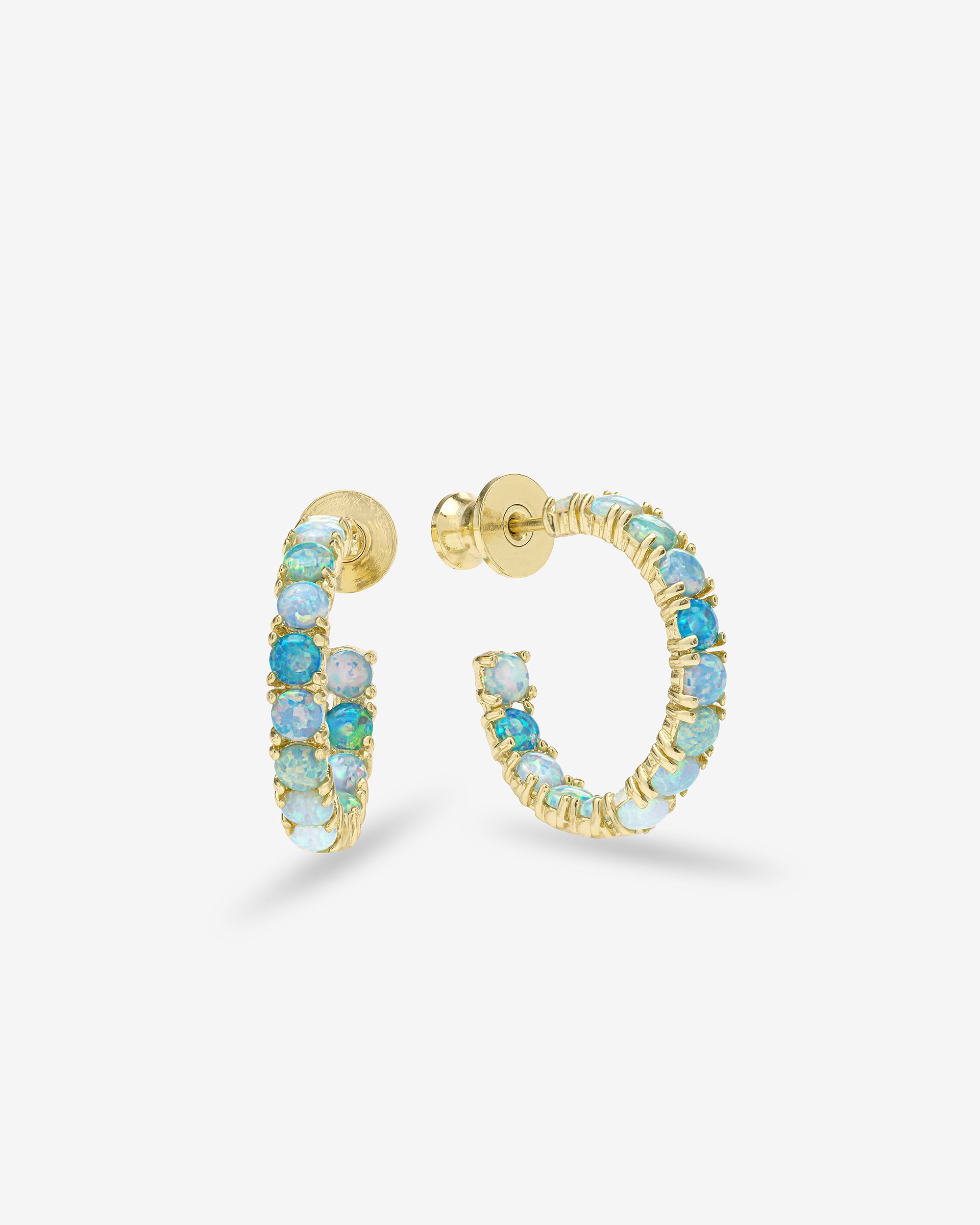 Heiress Ombré Hoops .75" - Gold|Blue Opal Ombré