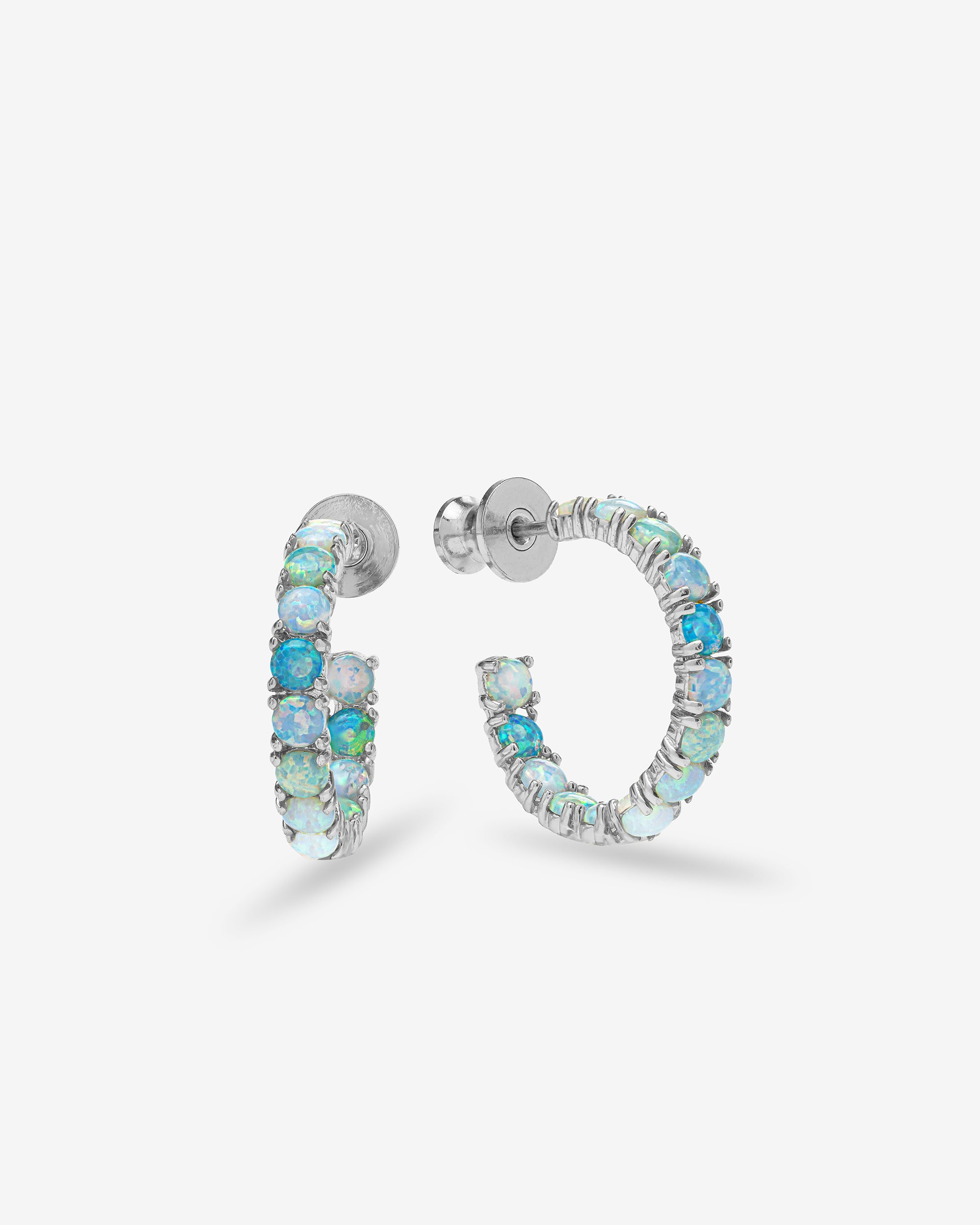 Heiress Ombré Hoops .75" - Silver|Blue Opal Ombré