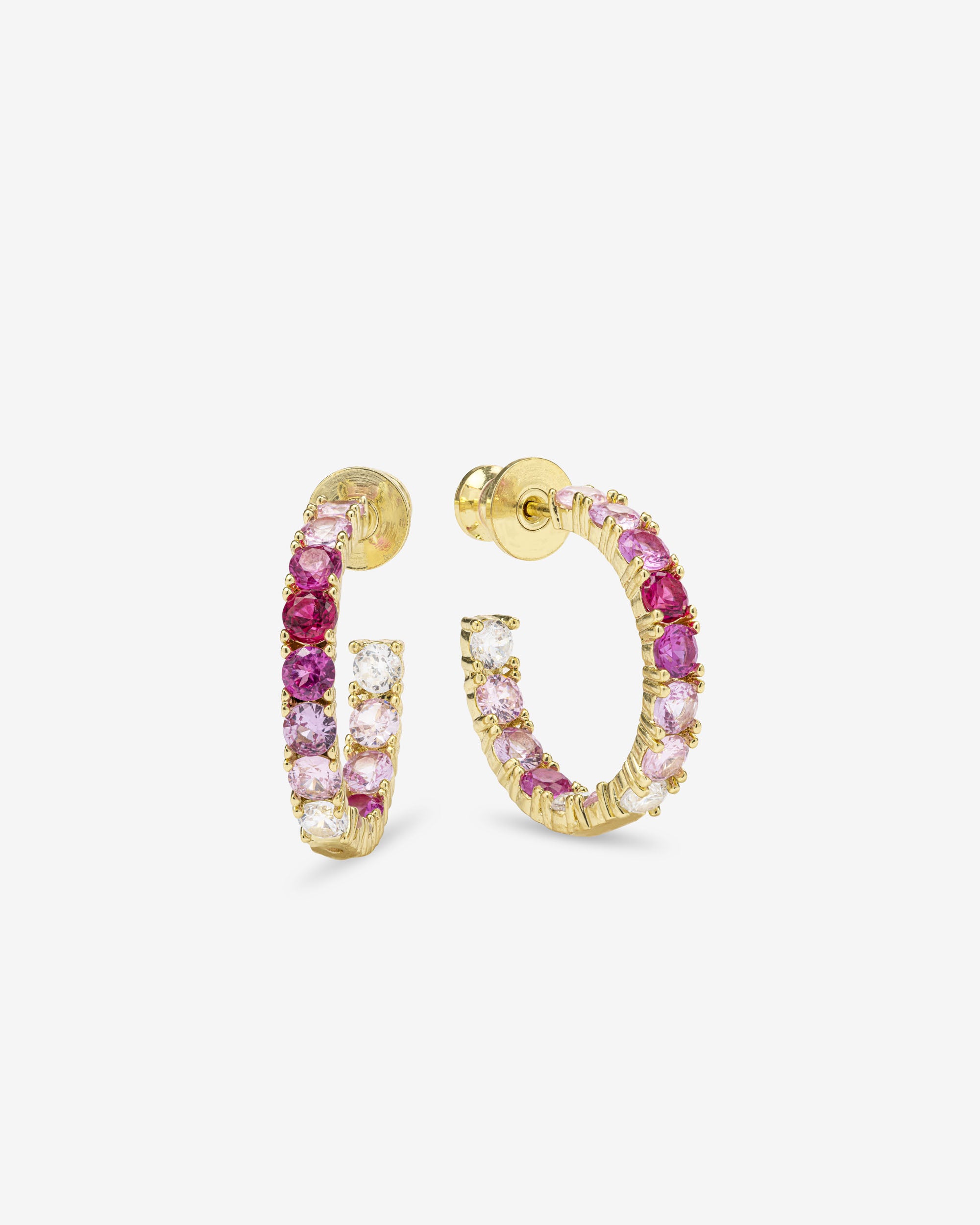 Heiress Ombré Hoops .75" - Gold|Pink Sapphire Ombré