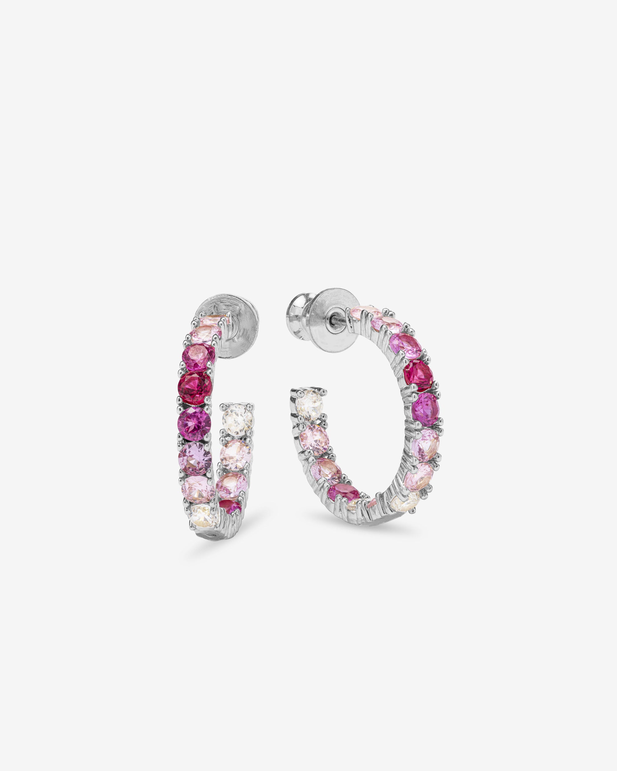 Heiress Ombré Hoops .75" - Silver|Pink Sapphire Ombré