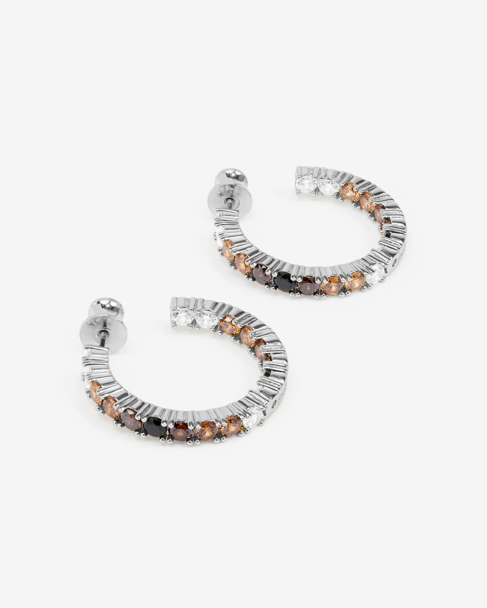 Heiress Ombré Hoops 1" - Silver|Chocolate Ombré