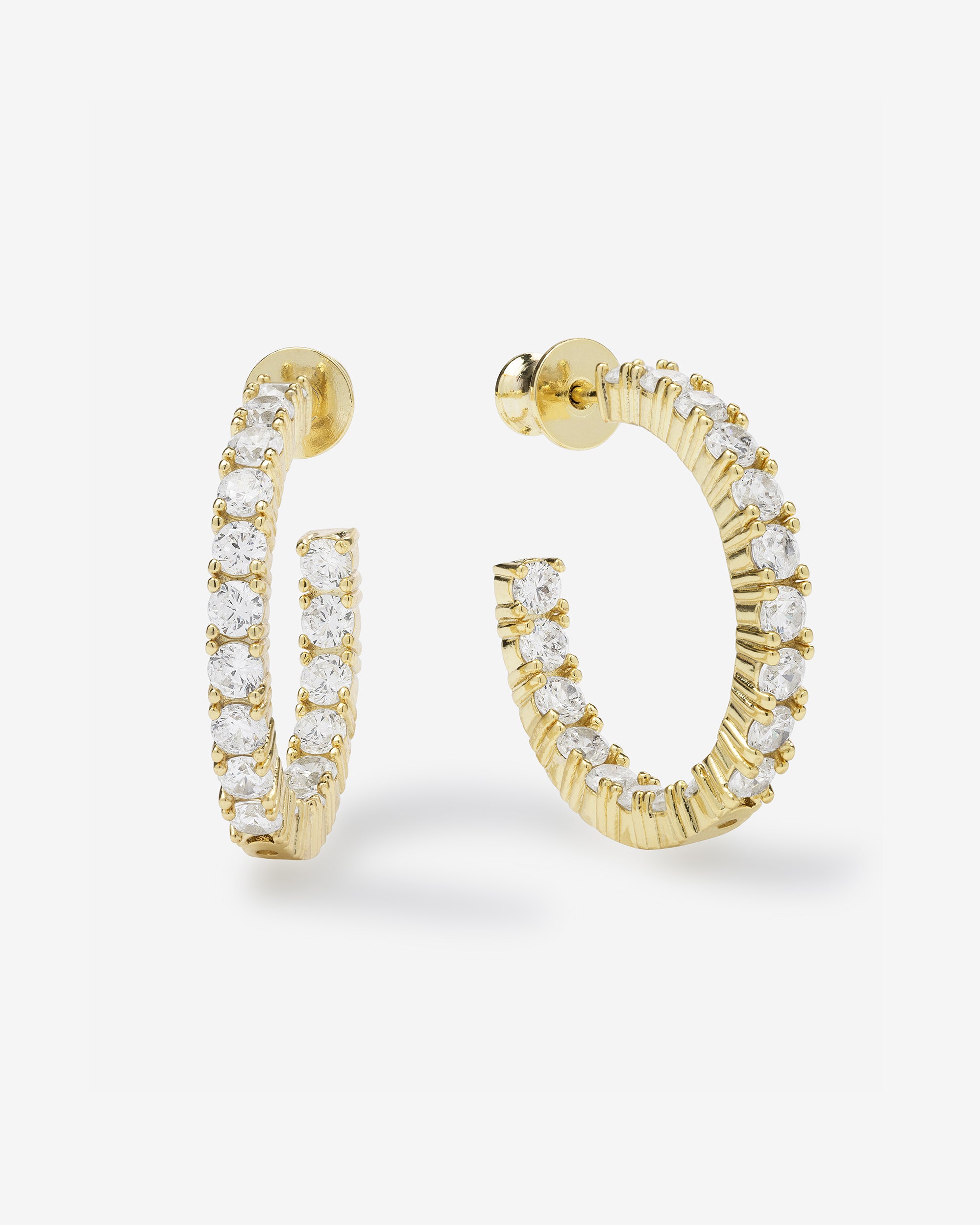 Heiress Hoops 1" - Gold|White Diamondettes