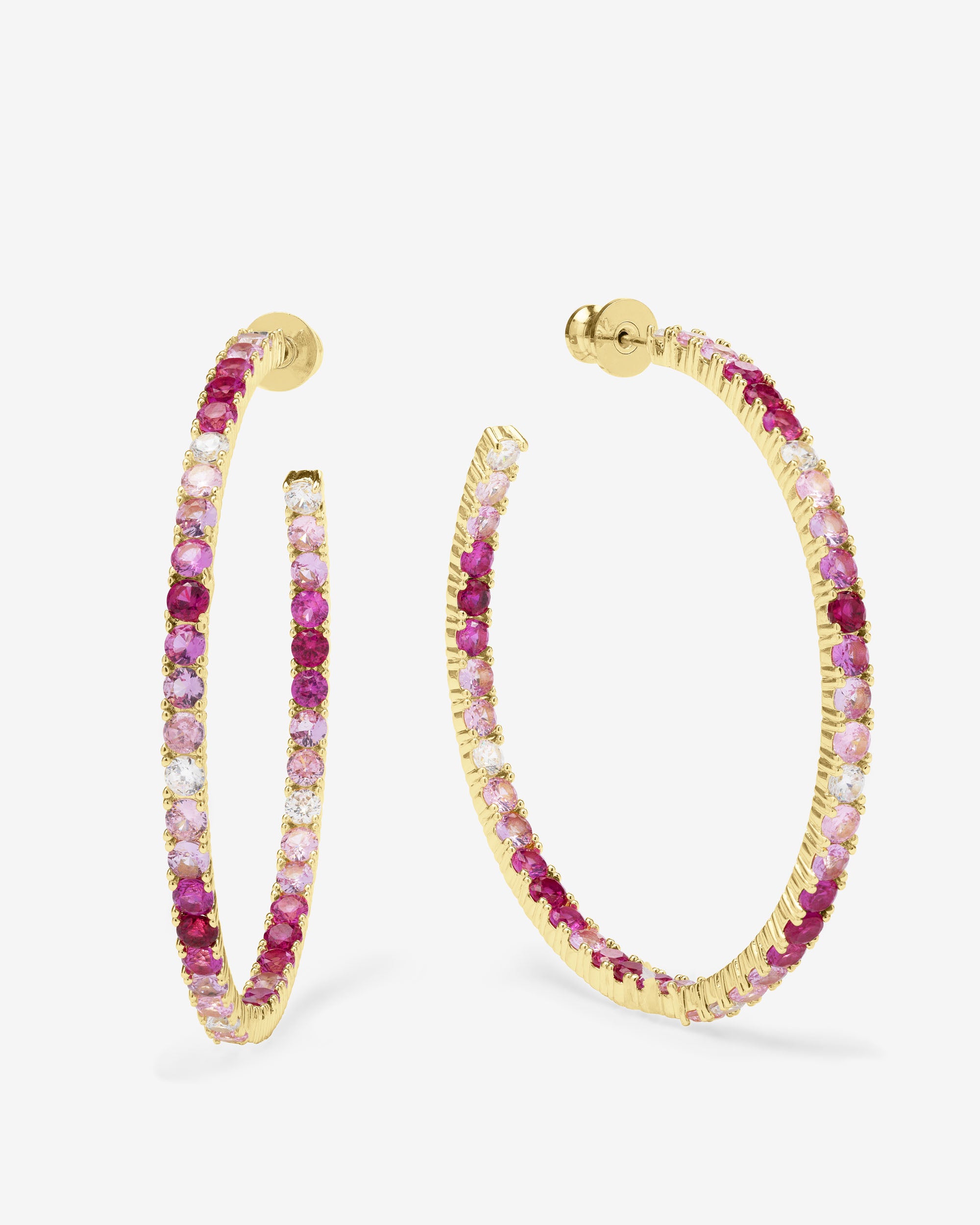 Heiress Ombré Hoops 2" - Gold|Pink Sapphire Ombré