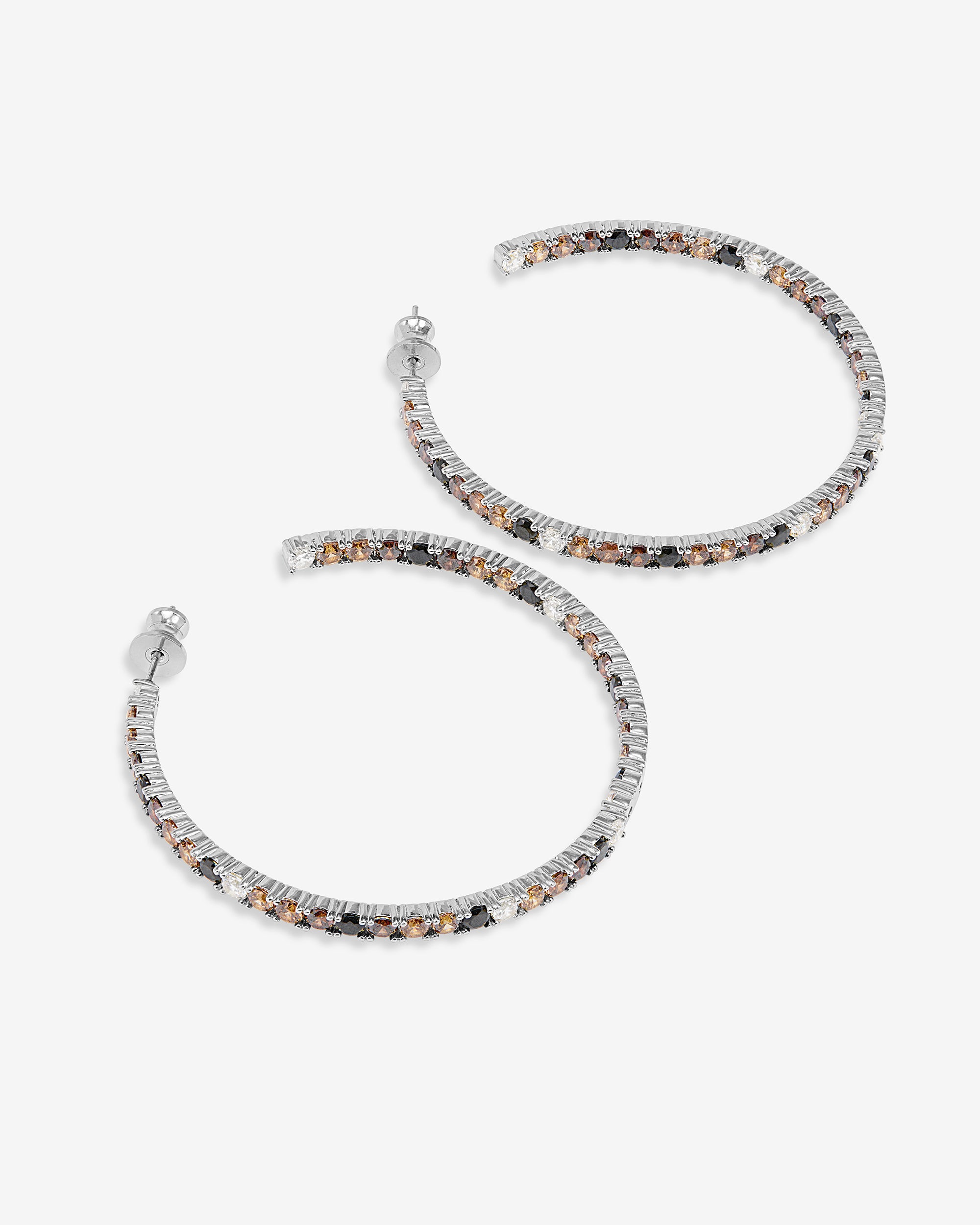 Heiress Ombré Hoops 2" - Silver|Chocolate Ombré