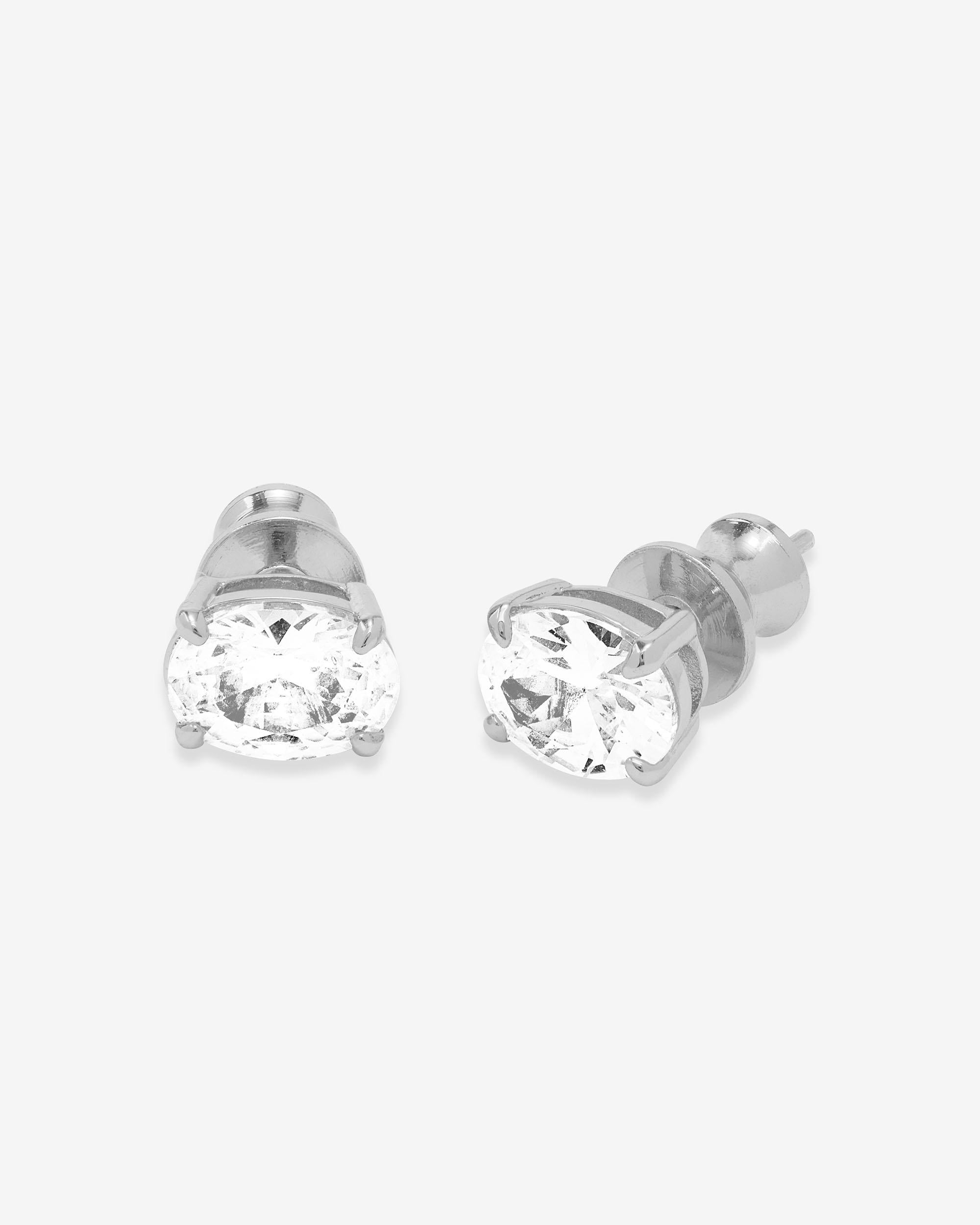 Hello Gorgeous 8mm Studs - Silver|White Diamondettes