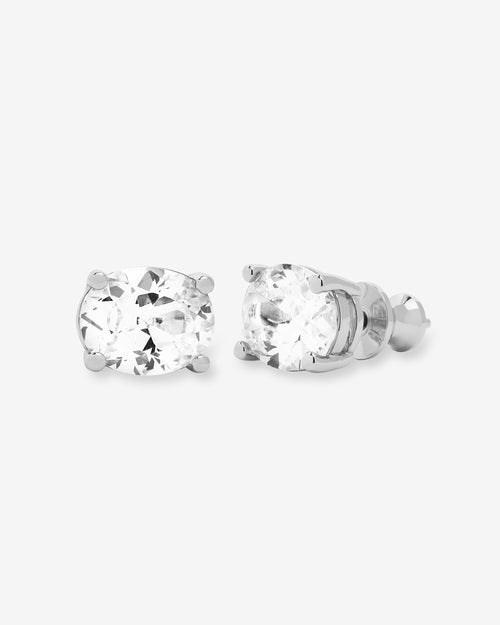 Hello Gorgeous Stud Earrings - Silver|White Diamondettes