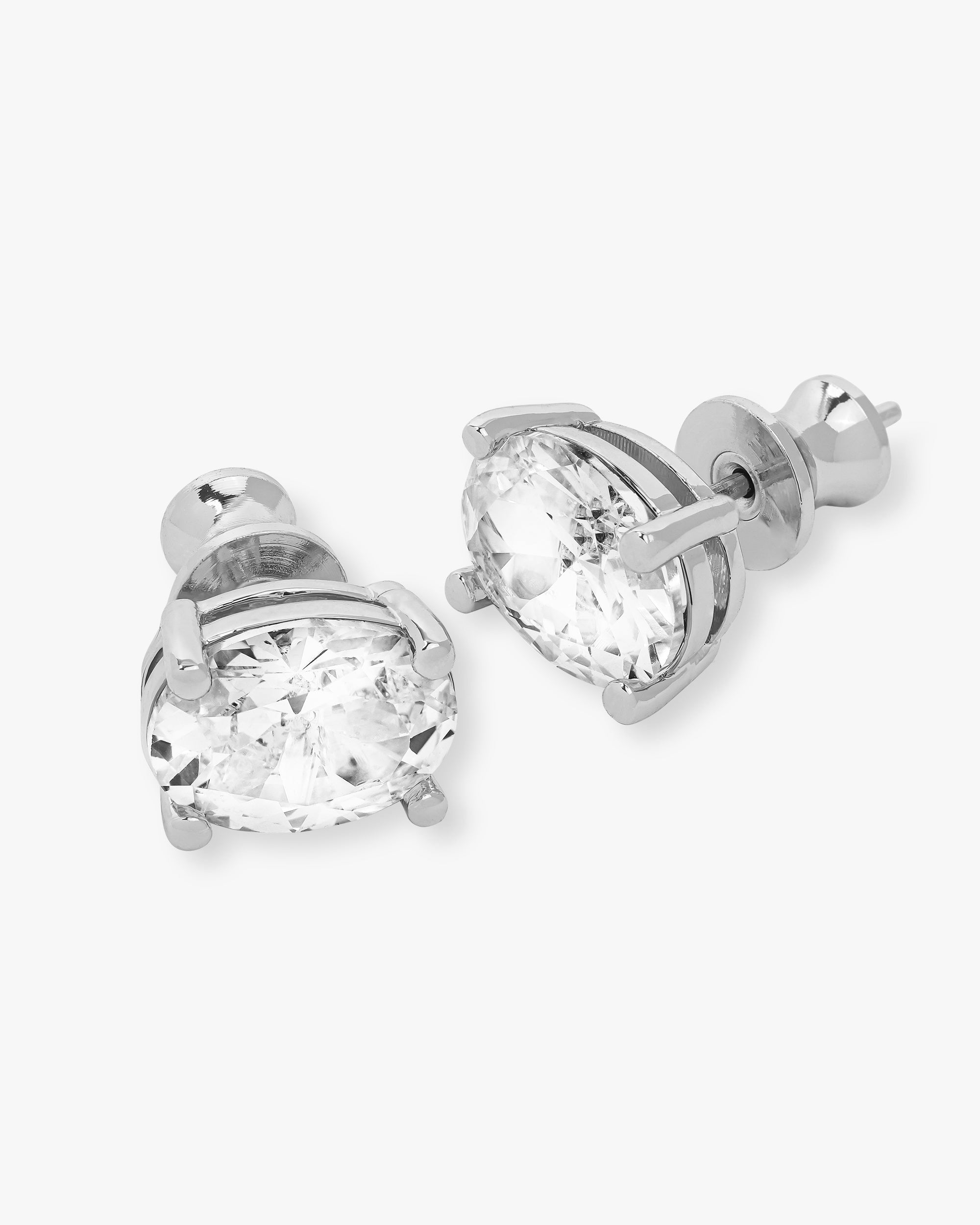 Hello Gorgeous Stud Earrings - Silver|White Diamondettes