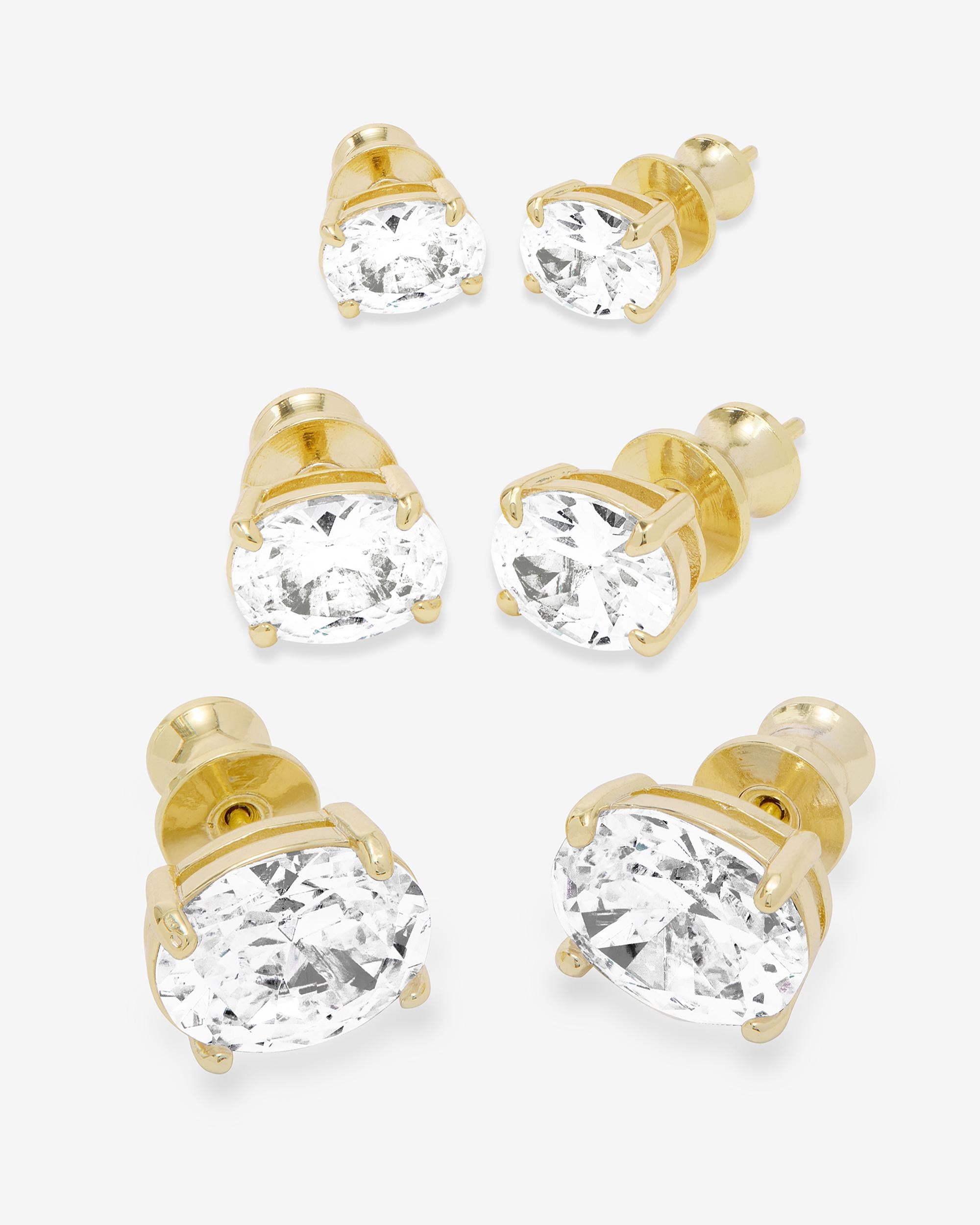 Hello Gorgeous Stud Set - Gold|White Diamondettes