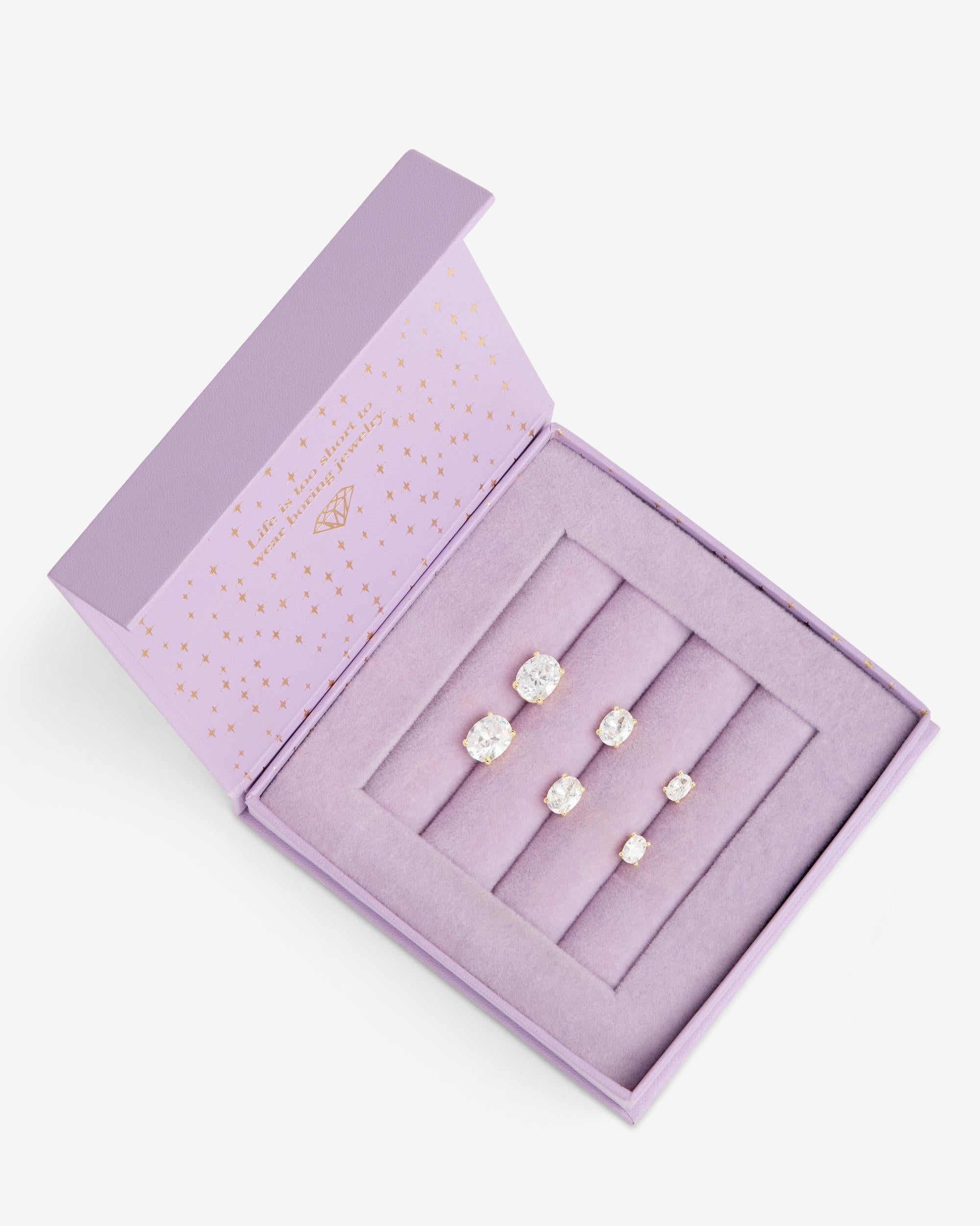 Hello Gorgeous Stud Set - Gold|White Diamondettes