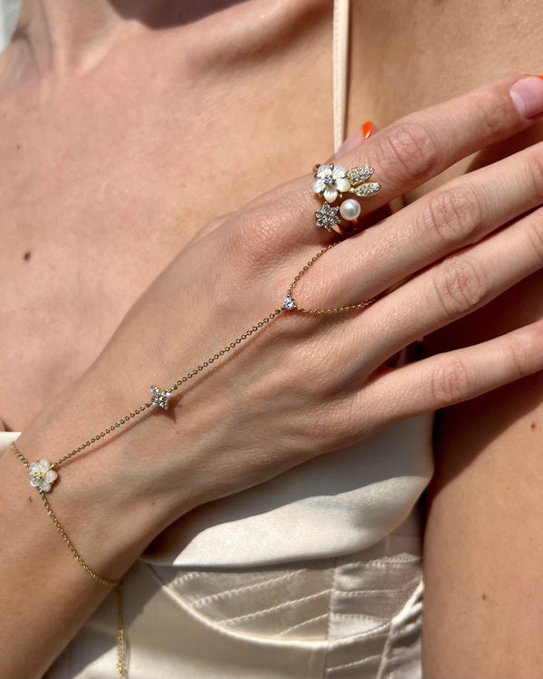 Star Lily Ring - Silver|White Diamondettes