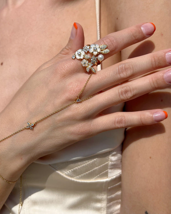 Royal Lily Ring - Silver|White Diamondettes