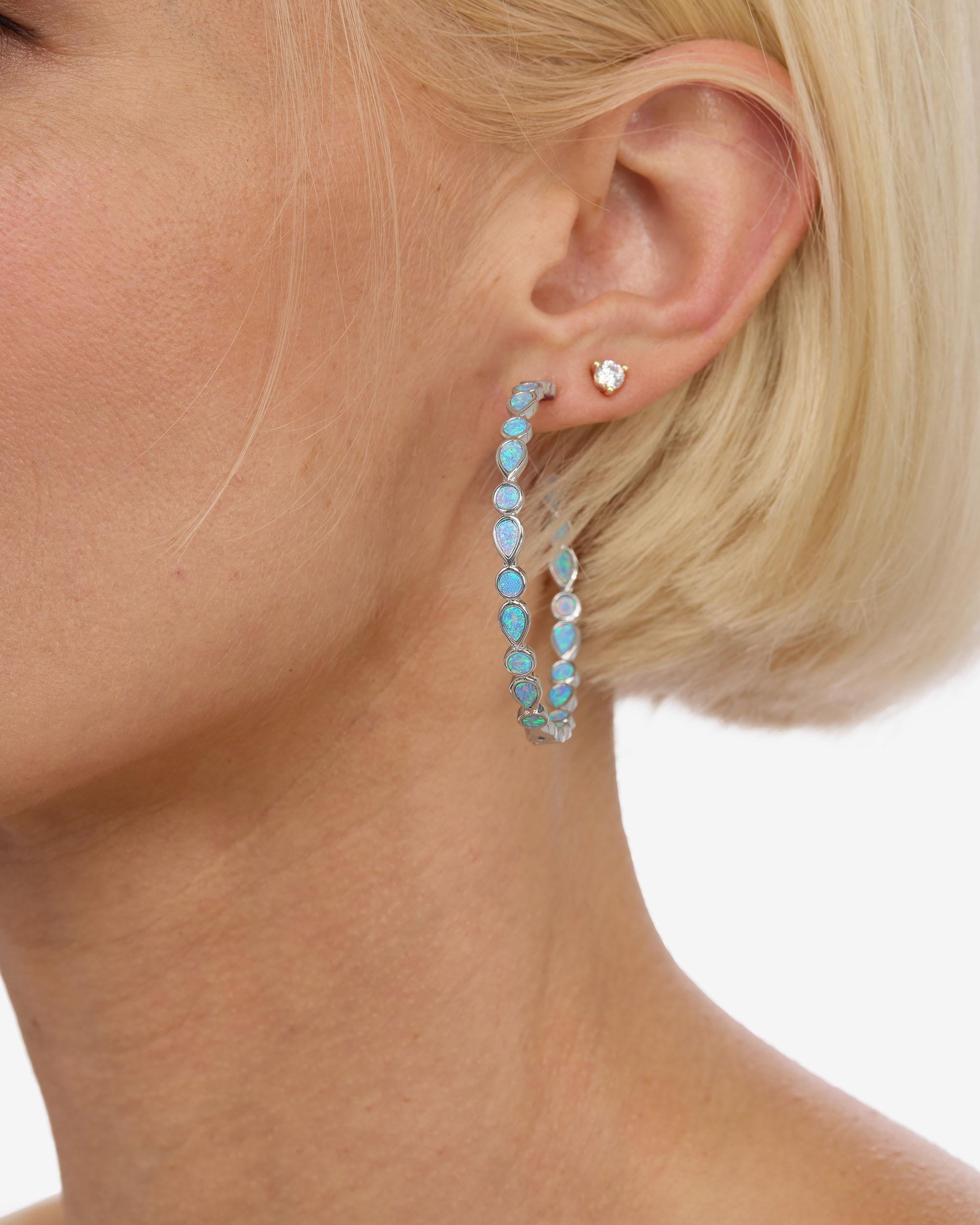 Isla Hoops 2" - Silver|Blue Opal