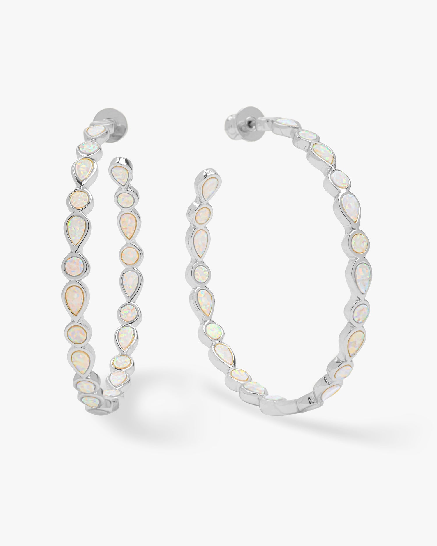 Isla Hoops 2" - Silver|White Opal