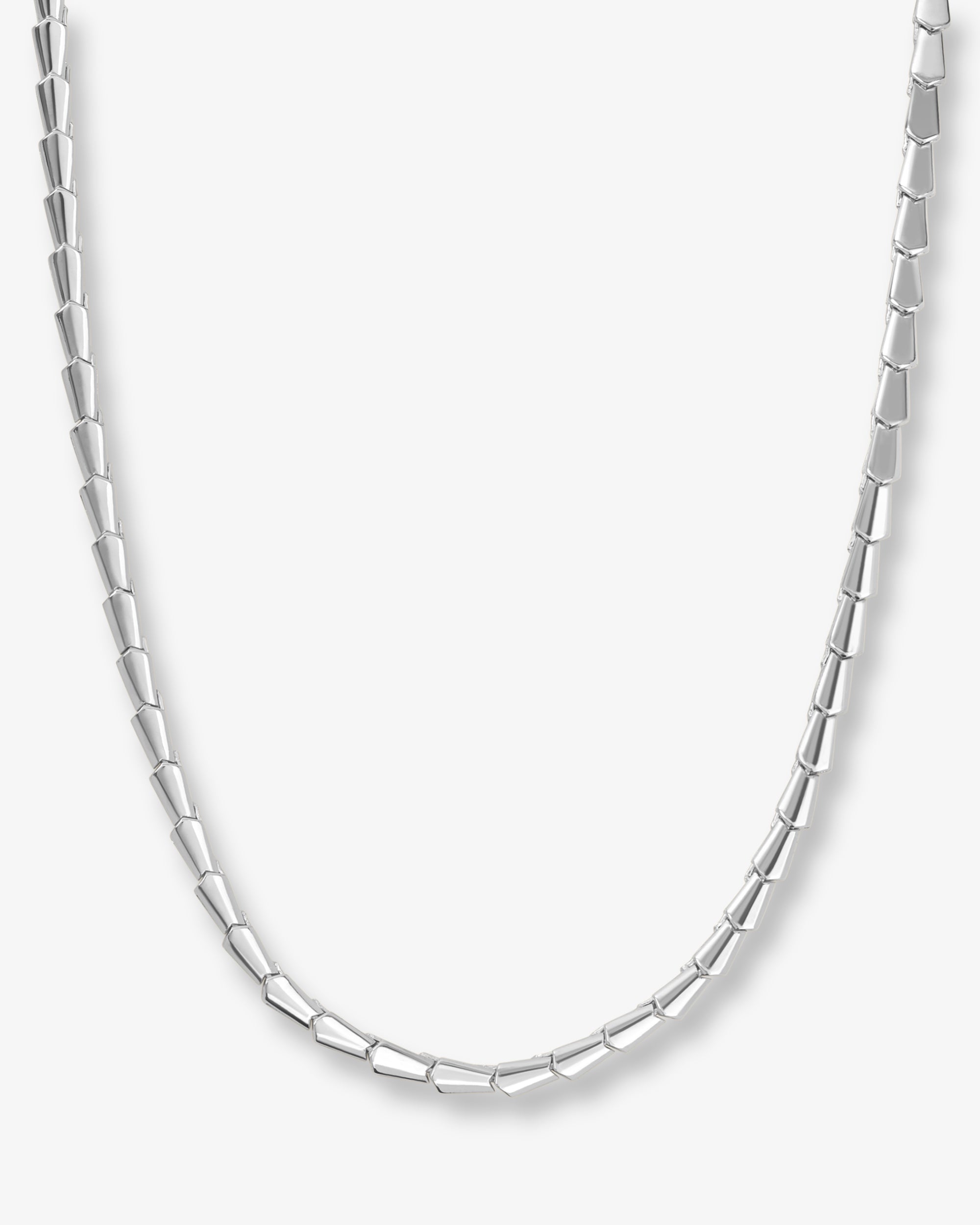 Serpent Collar Necklace 18" - Silver