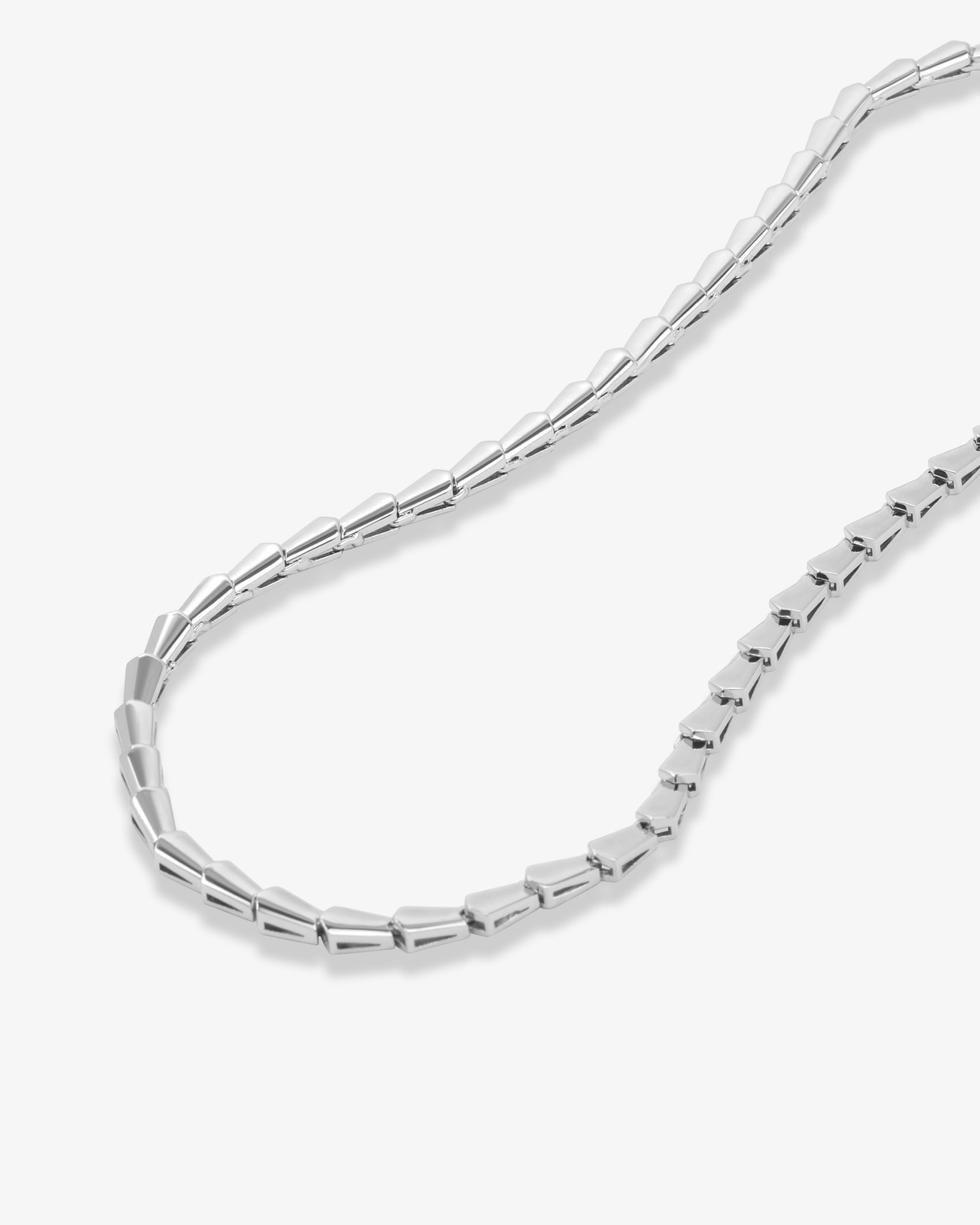 Serpent Collar Necklace 18" - Silver