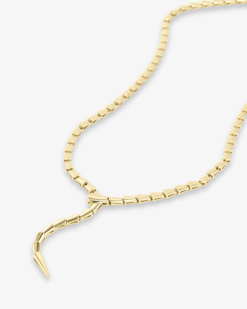 Mama Serpent Lariat Necklace - Gold