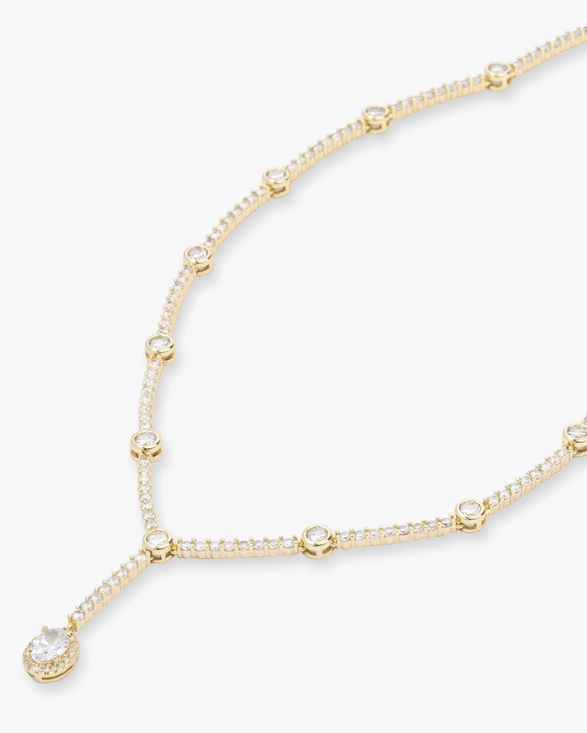 She's an Icon Lariat Necklace 18" - Gold|White Diamondettes