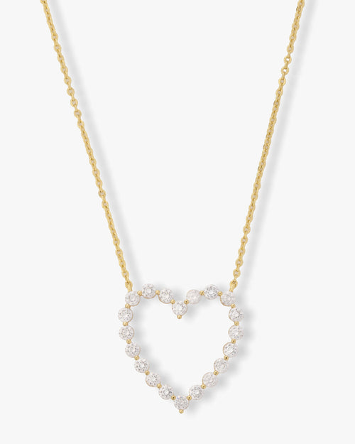 She's an Icon Heart Necklace - Gold|White Diamondettes