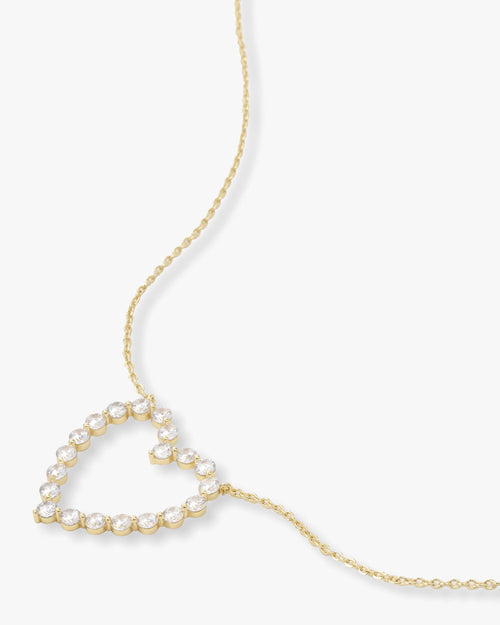 She's an Icon Heart Necklace - Gold|White Diamondettes