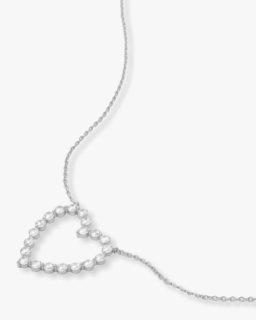 She's an Icon Heart Necklace - Silver|White Diamondettes