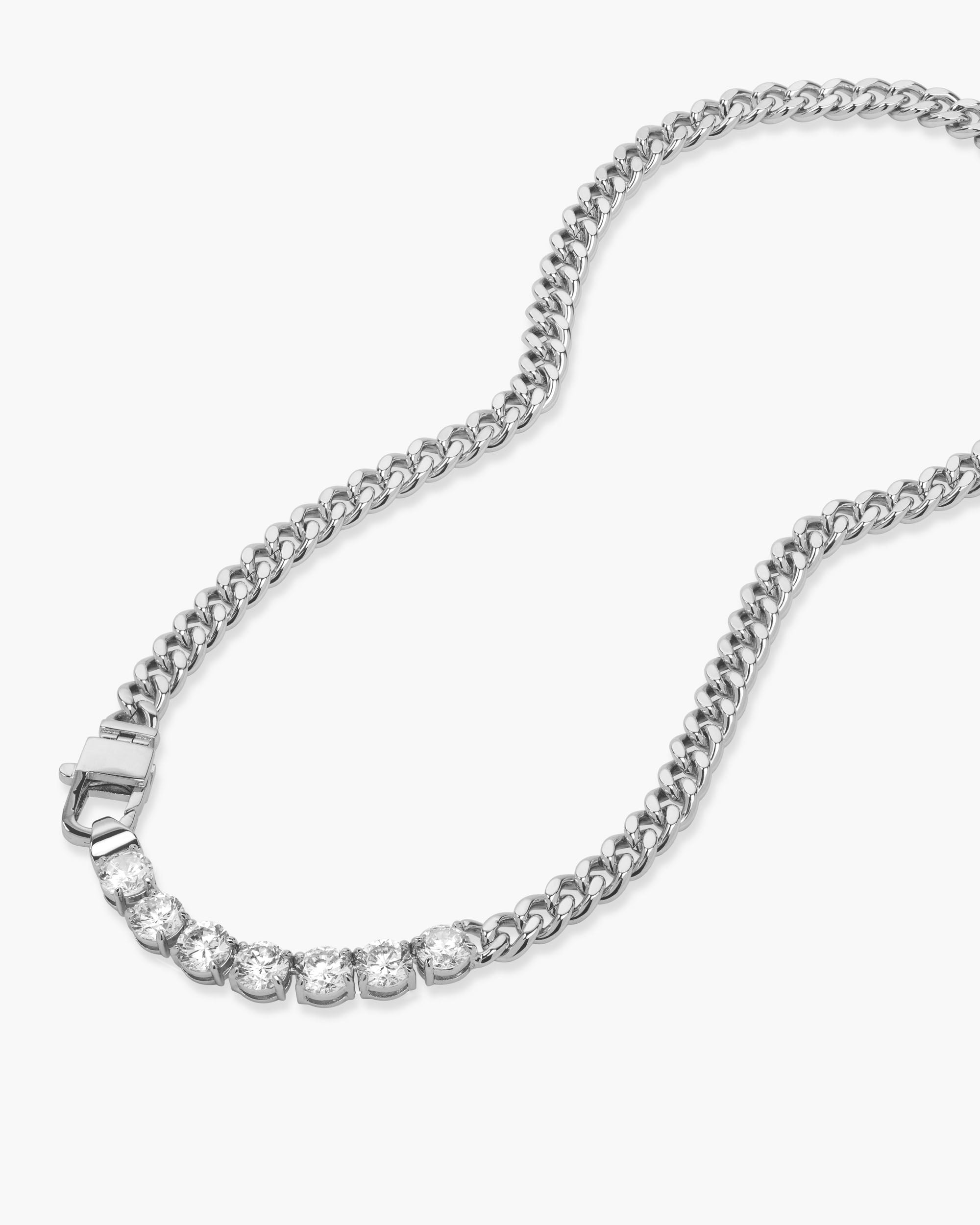 Julian Loves Diamonds Necklace 18" - Silver|White Diamondettes