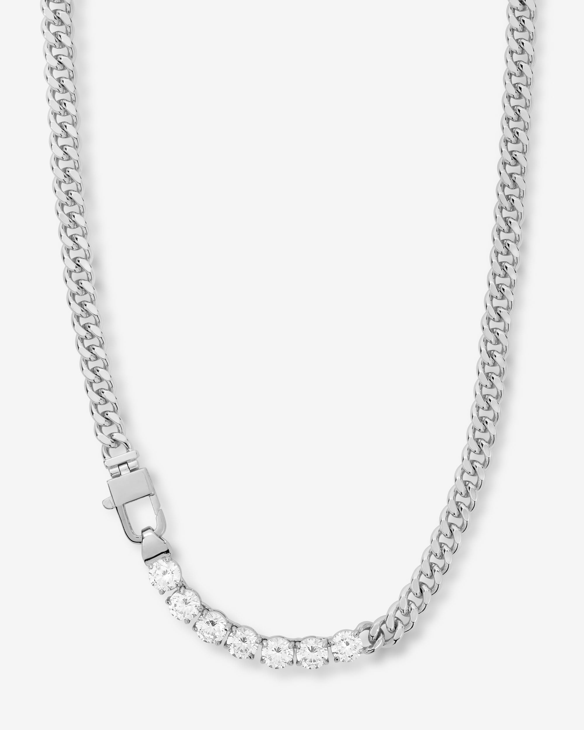 Julian Loves Diamonds Necklace 18" - Silver|White Diamondettes